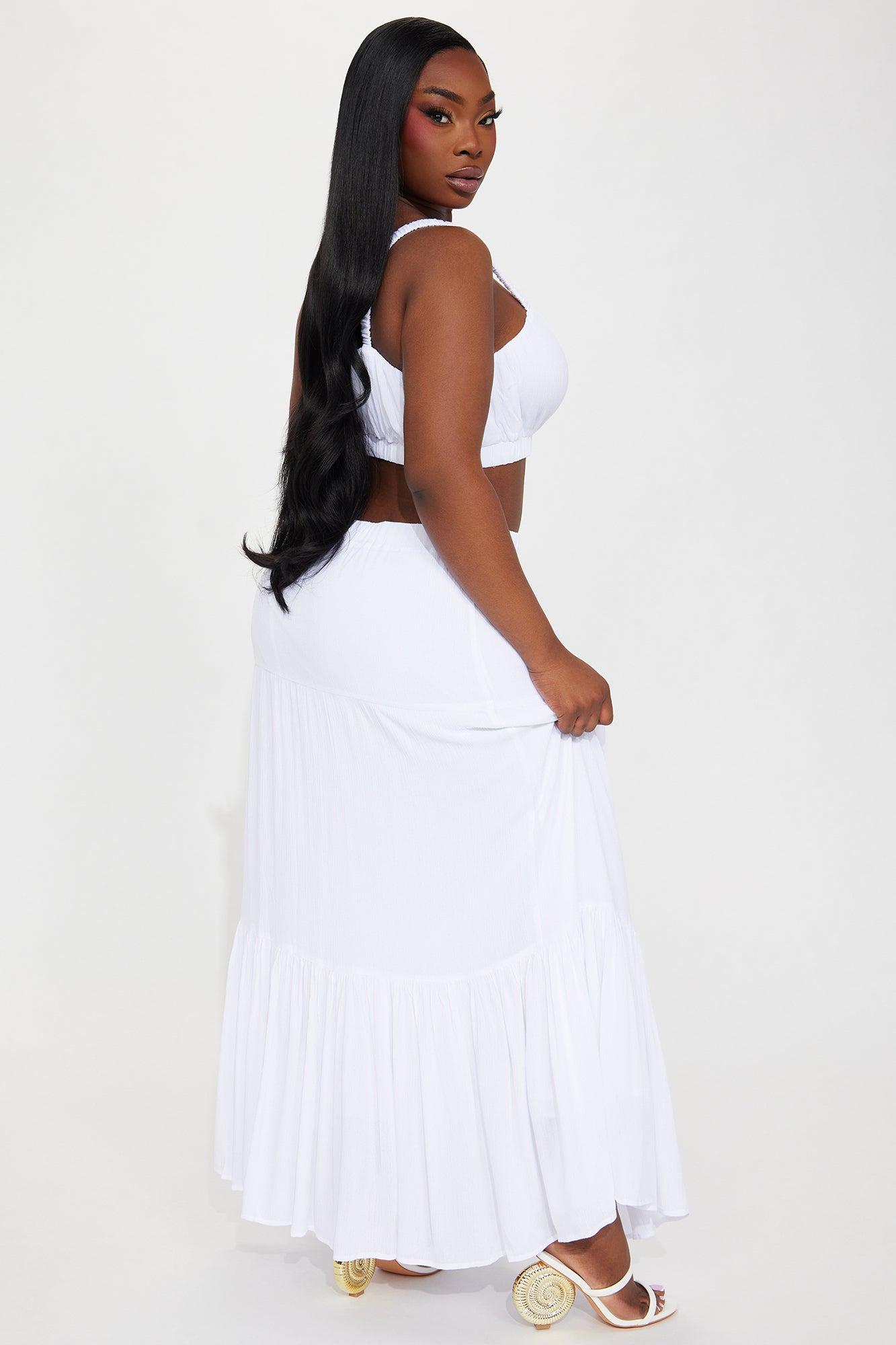 Sunset Stroll Gauze Skirt Set - White Product Image