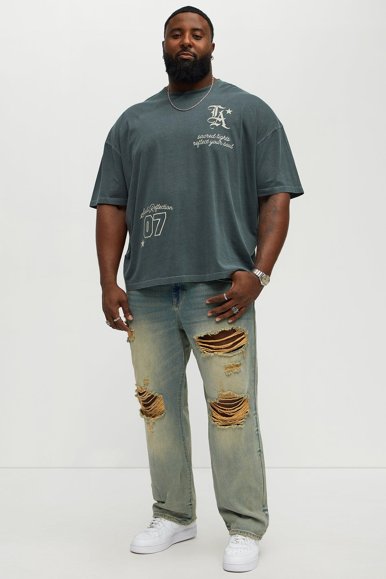 LA Sacred Lights Oversized Short Sleeve Tee - Grey Male Product Image