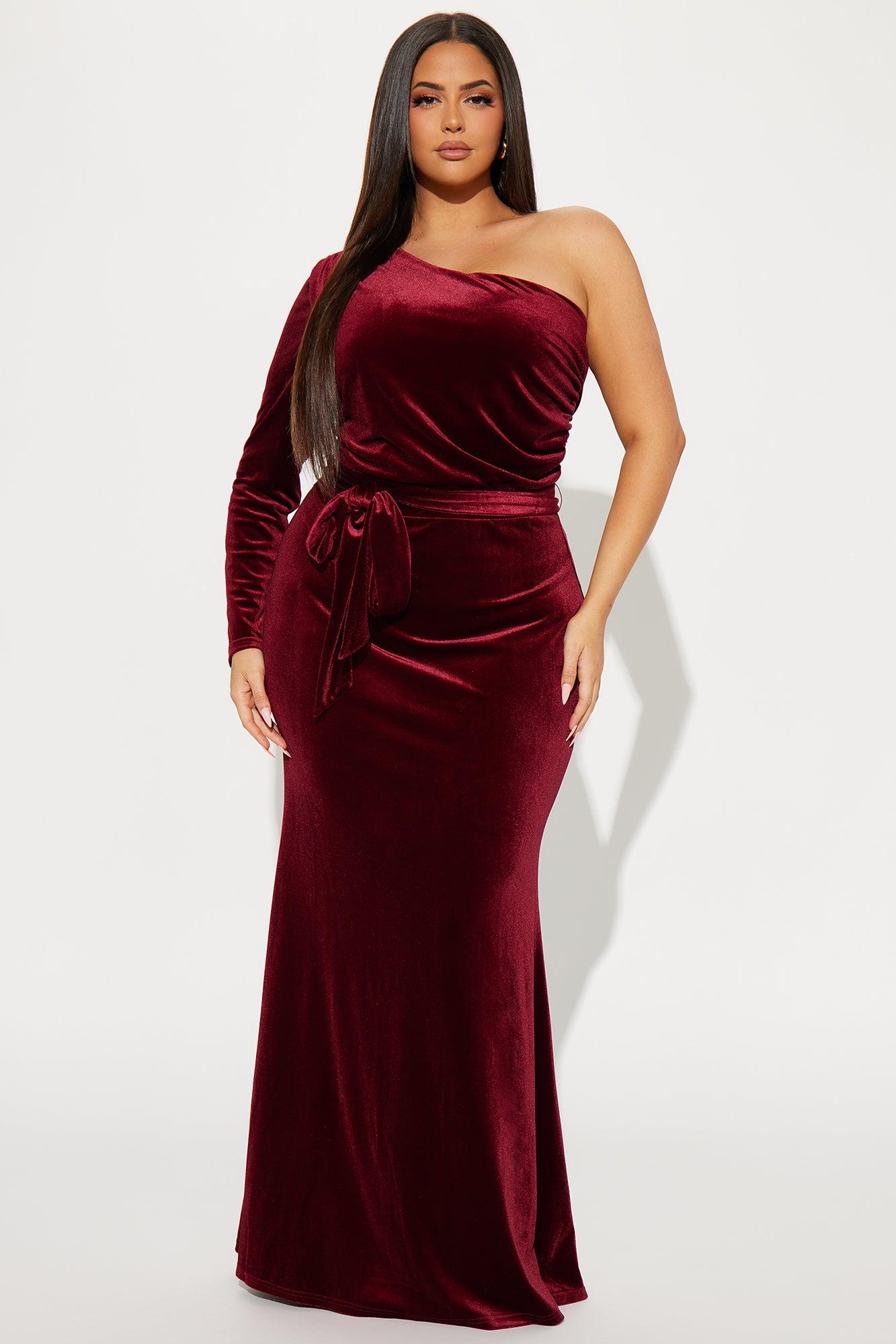 Take A Bow Velvet Gown - Wine Product Image