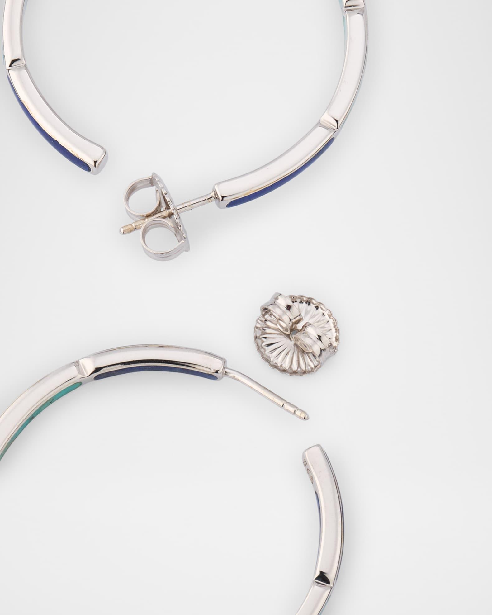 Lapis, Blue MOP and Turquoise Hoop Earrings in Sterling Silver Product Image