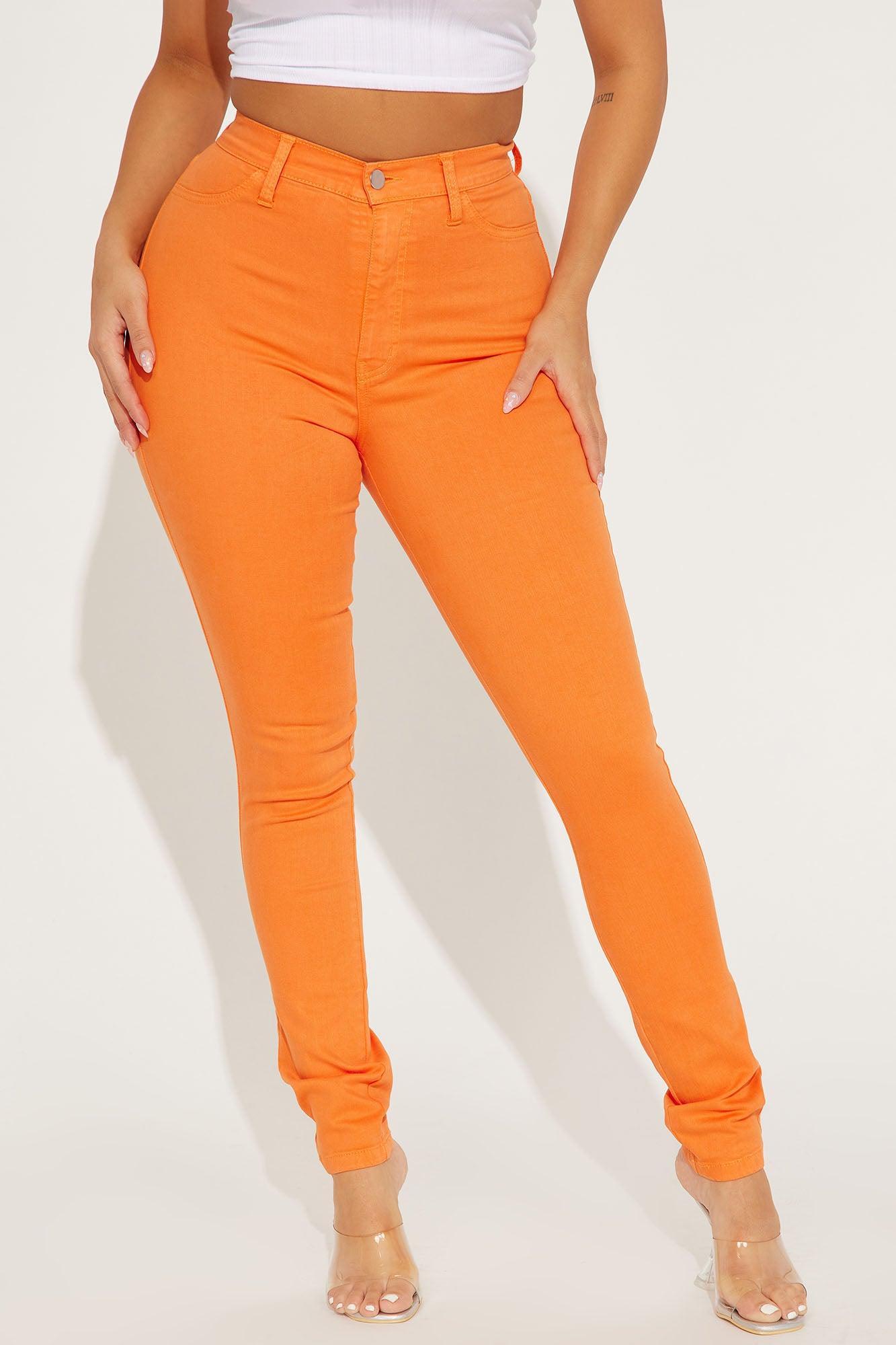 Classic Color High Waist Skinny Jeans - Orange Product Image