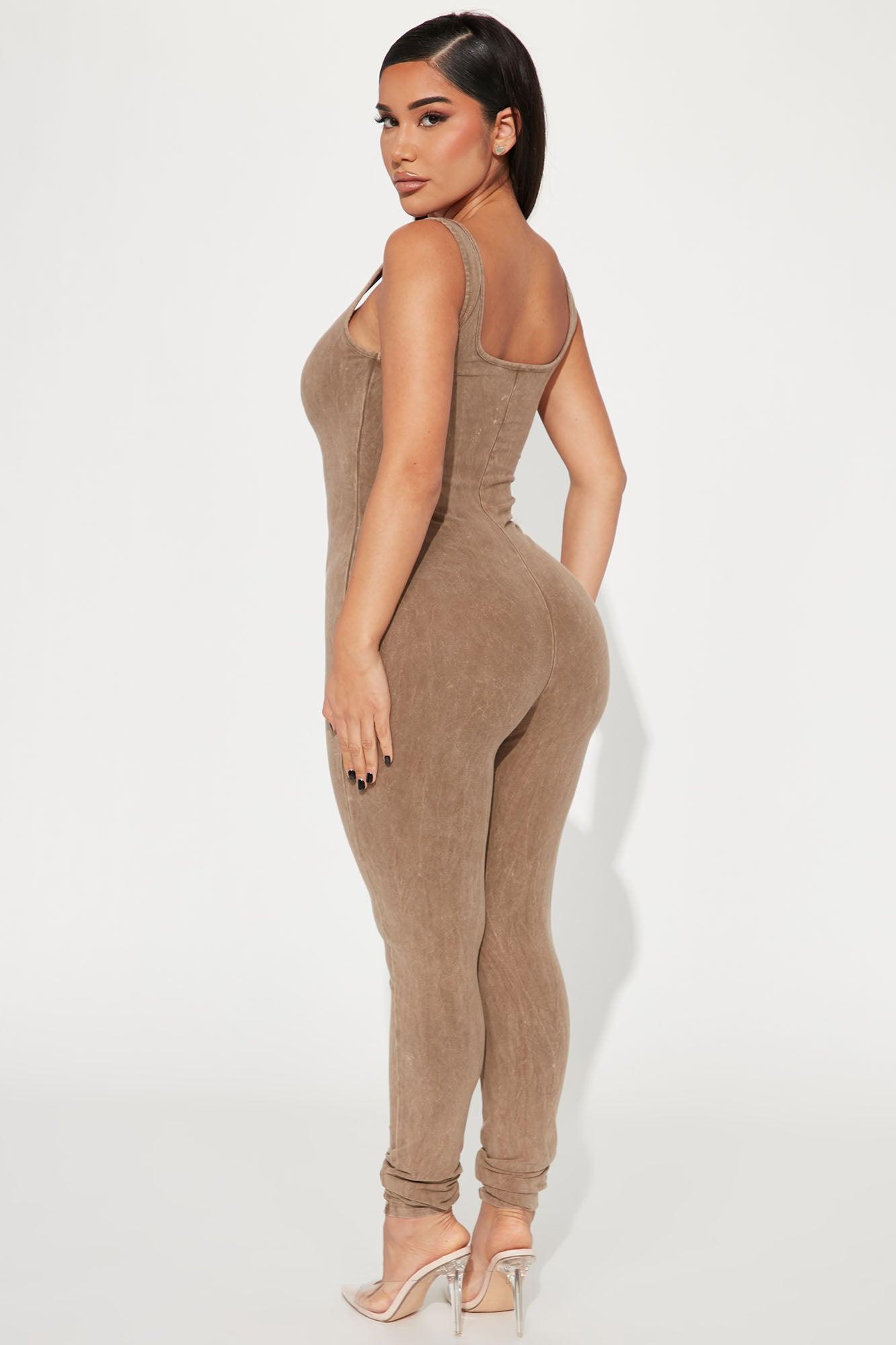 Houston Mineral Wash Jumpsuit - Taupe Product Image