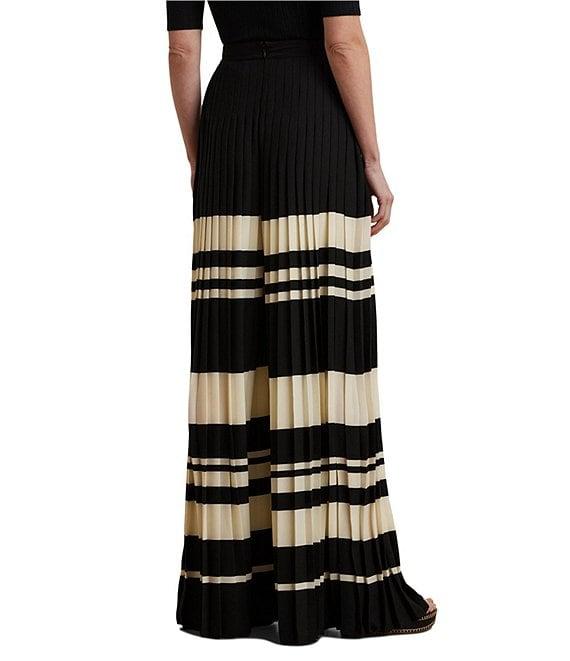 Lauren Ralph Lauren Georgette Striped High Rise Pleated Wide-Leg Pants Product Image