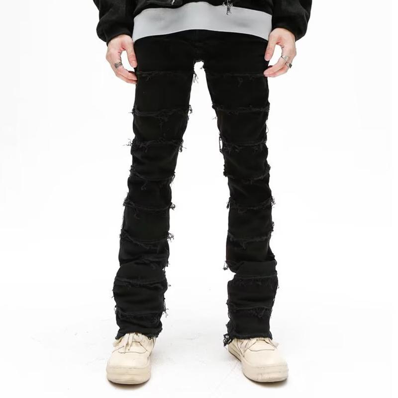 Sopula Men's Eroded Ripped Raw Edge Vintage Slim Fit Jeans Product Image