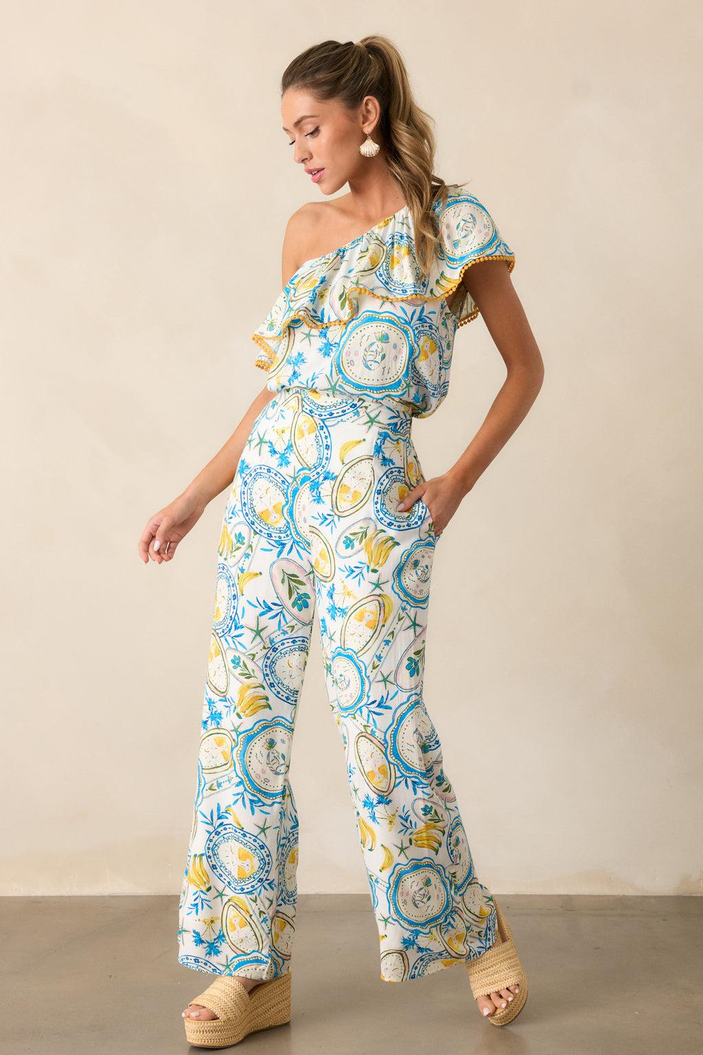 Switch It Up Ivory Tropical Print Pants Product Image