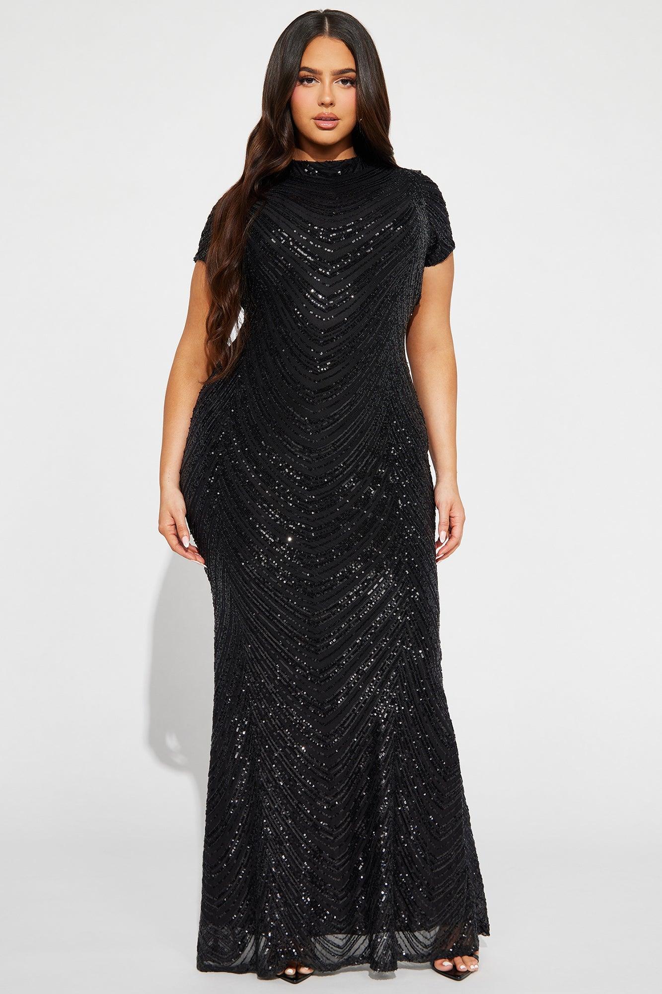 Meet On The Dancefloor Sequin Maxi Dress - Black Product Image