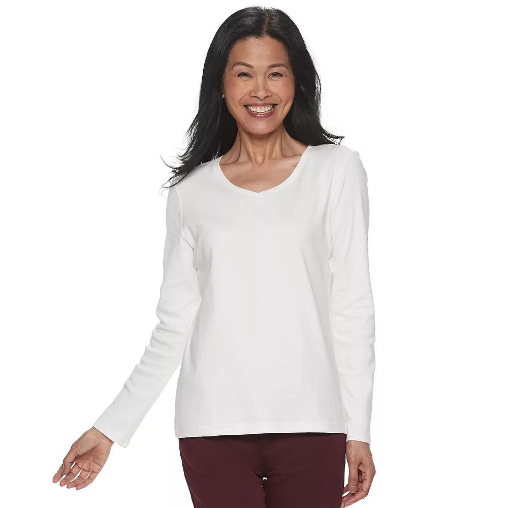 Women's Croft & Barrow® Essential Long Sleeve V-Neck Tee,  Product Image