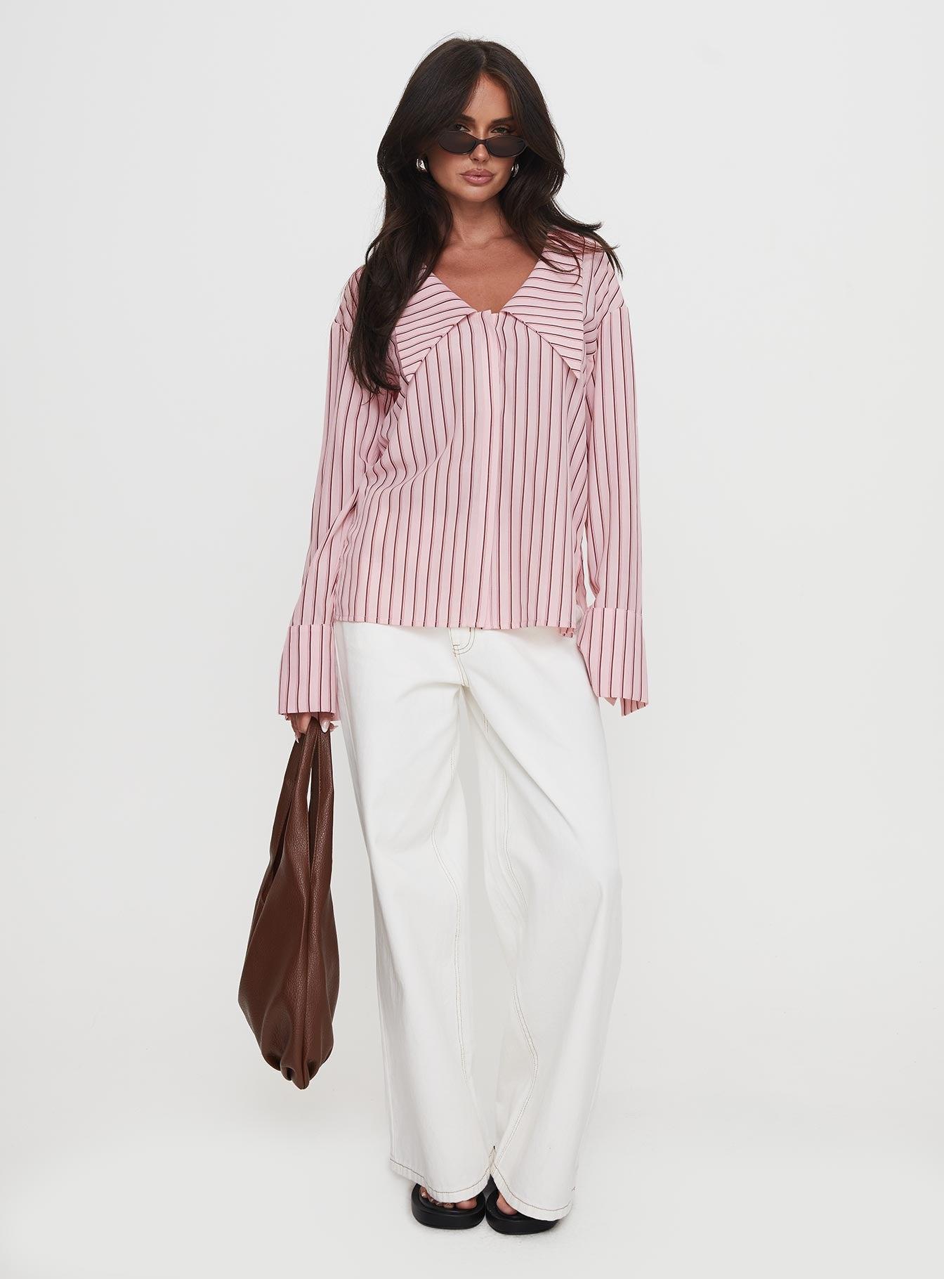 Calistoga Deep Collar Shirt Pink Stripe Product Image