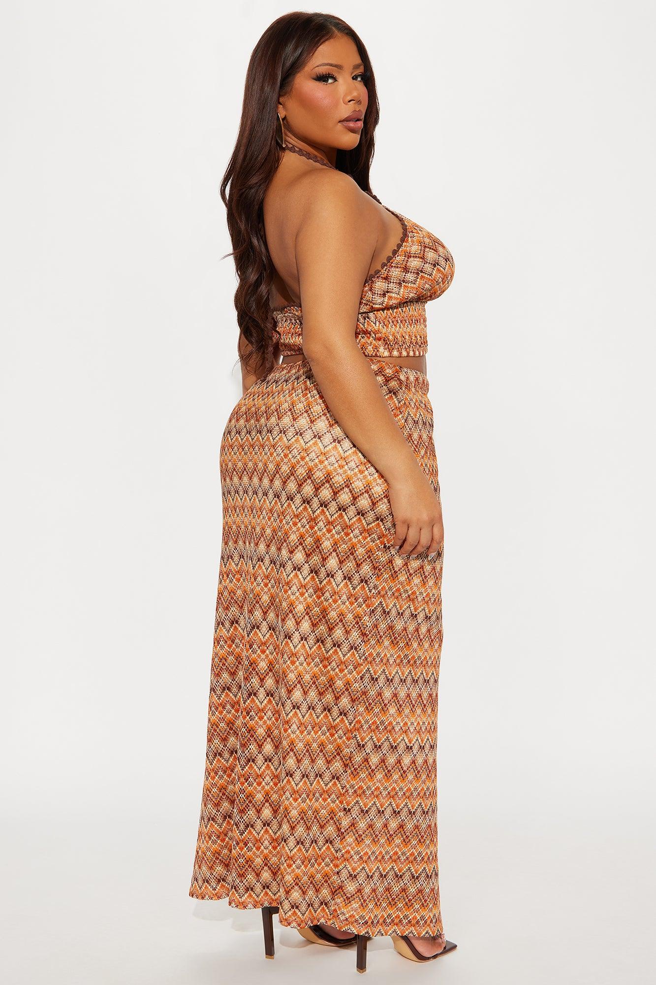 Bianca Crochet Maxi Skirt Set - Orange/combo Product Image