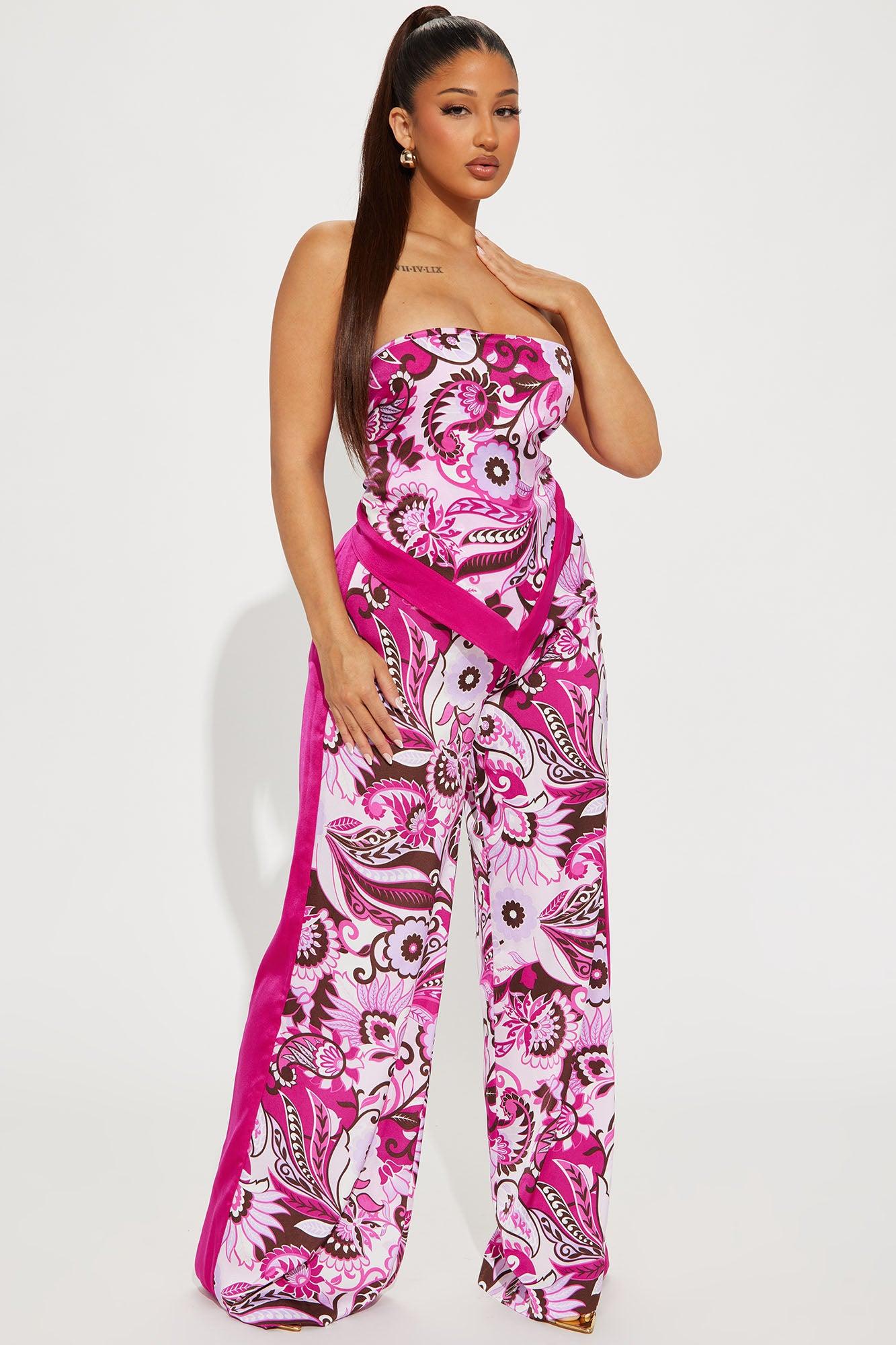 Kiki Satin Pant Set - Pink Product Image