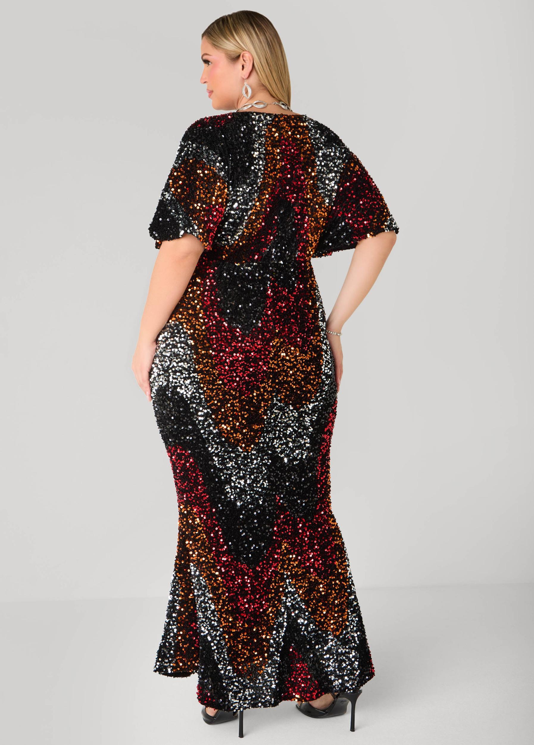 Flounced Sequined Velvet Gown Product Image