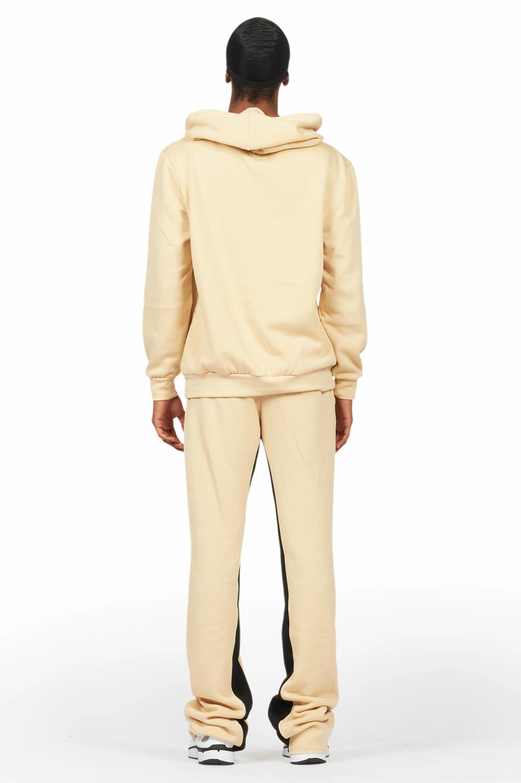 Basic Beige Hoodie/Baggy Track Pant Set Male Product Image