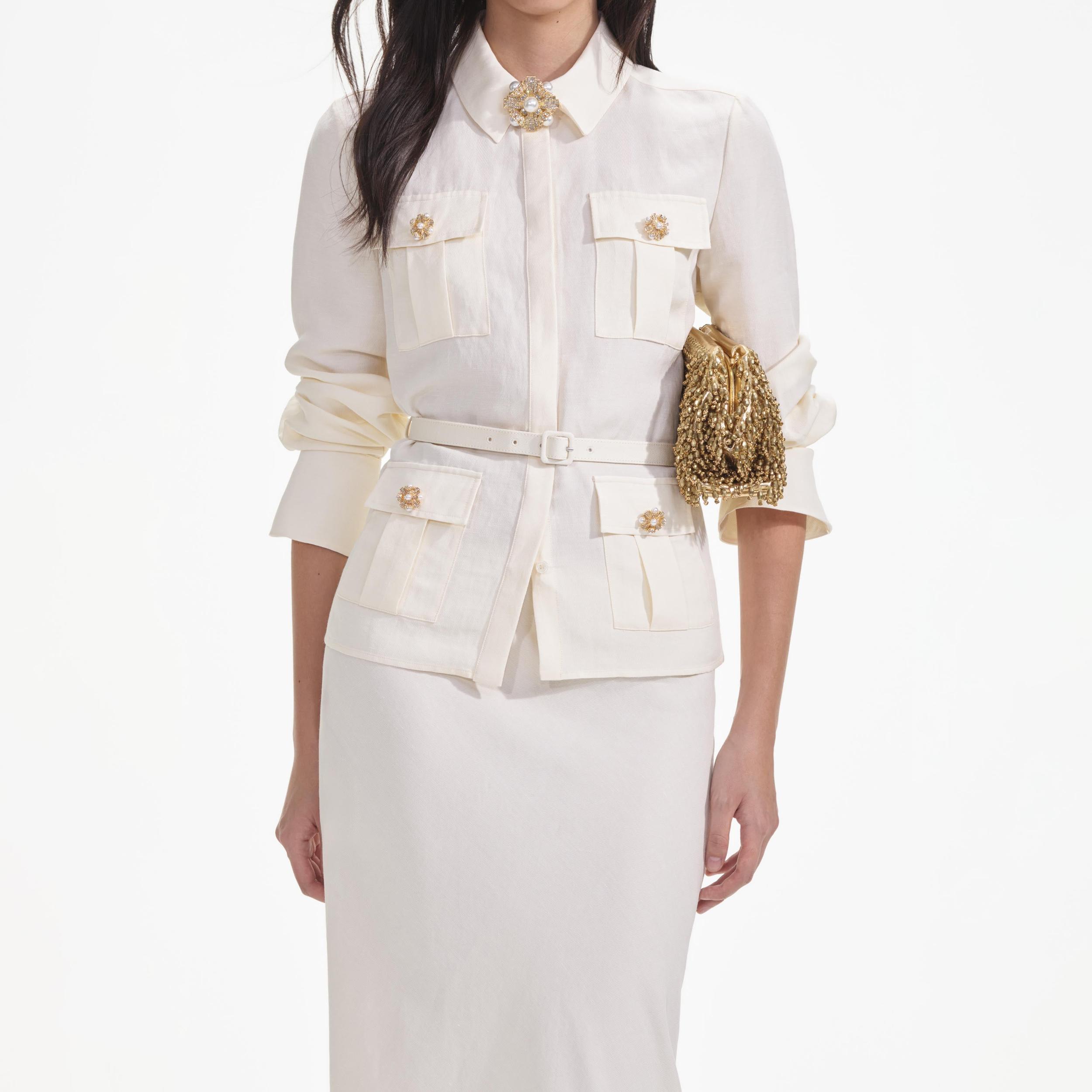 Cream Linen Maxi Dress Product Image