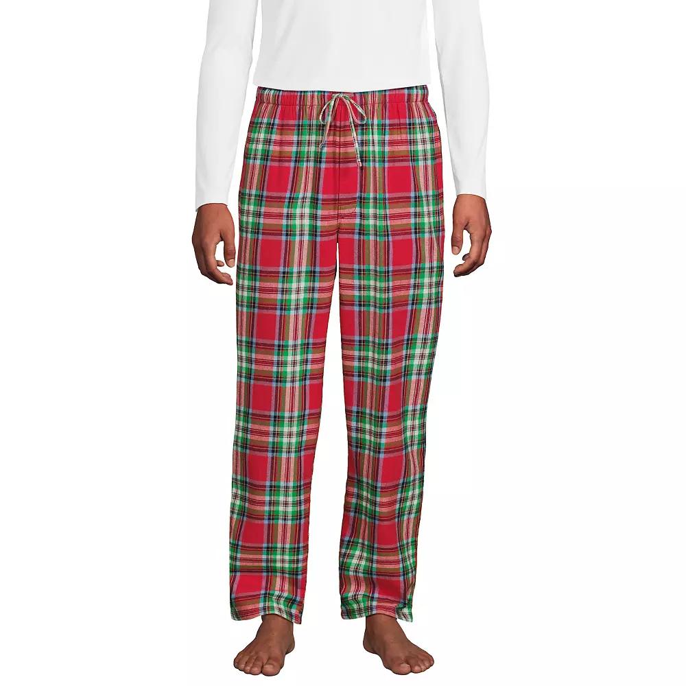 Men's Lands' End Flannel Pajama Sleep Pants, Size: Large, Navy Green Plaid Product Image