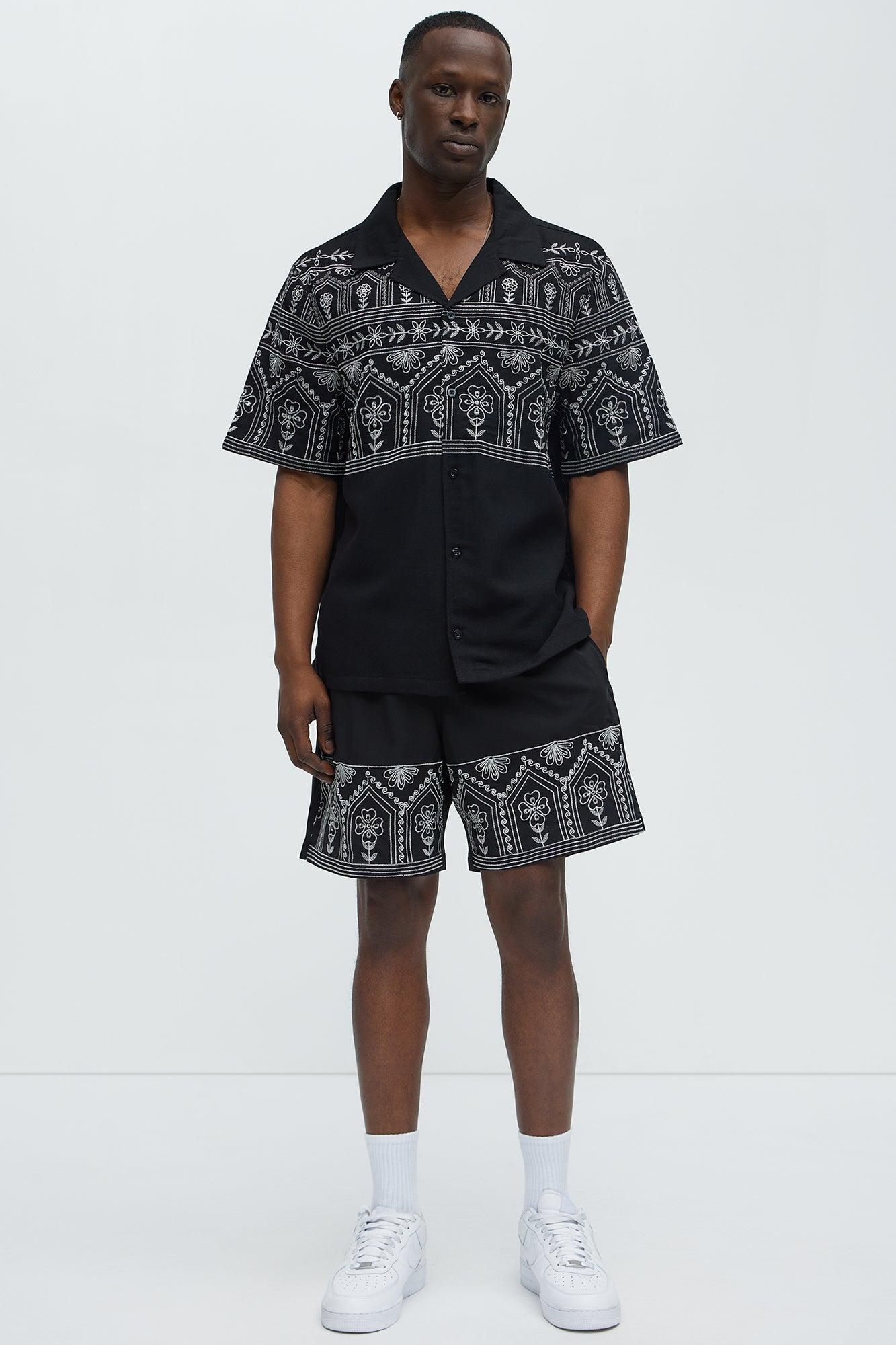 Embroidered Floral Swim Classic Trunk - Black/combo Male Product Image