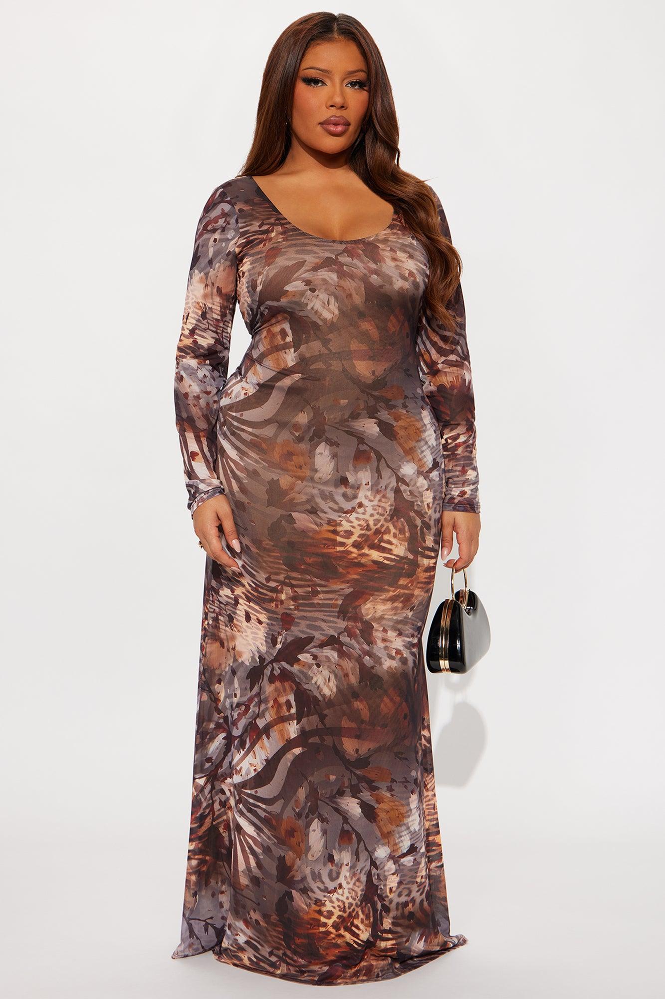 Joani Mesh Maxi Dress - Brown/combo Female Product Image