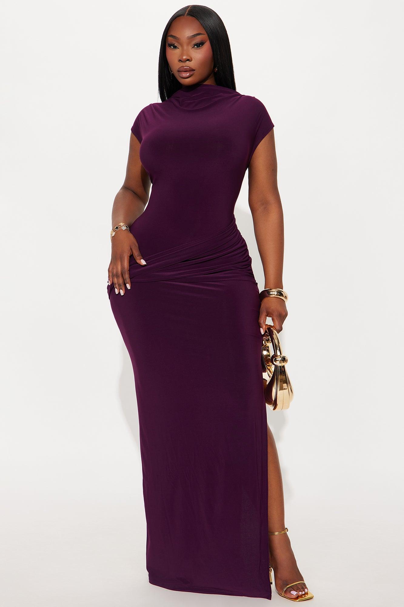 Renae Short Sleeve Ruched Maxi Dress - Plum Female Product Image
