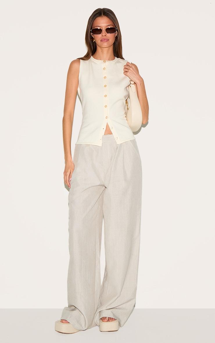 Cream Button Through Sleeveless Top Product Image