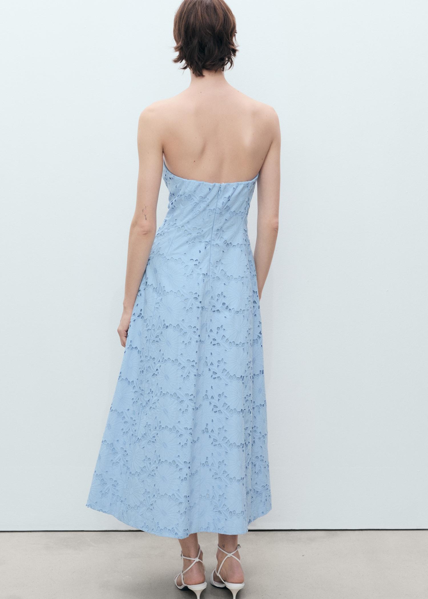 English embroidered strapless dress - Women | MANGO USA Product Image