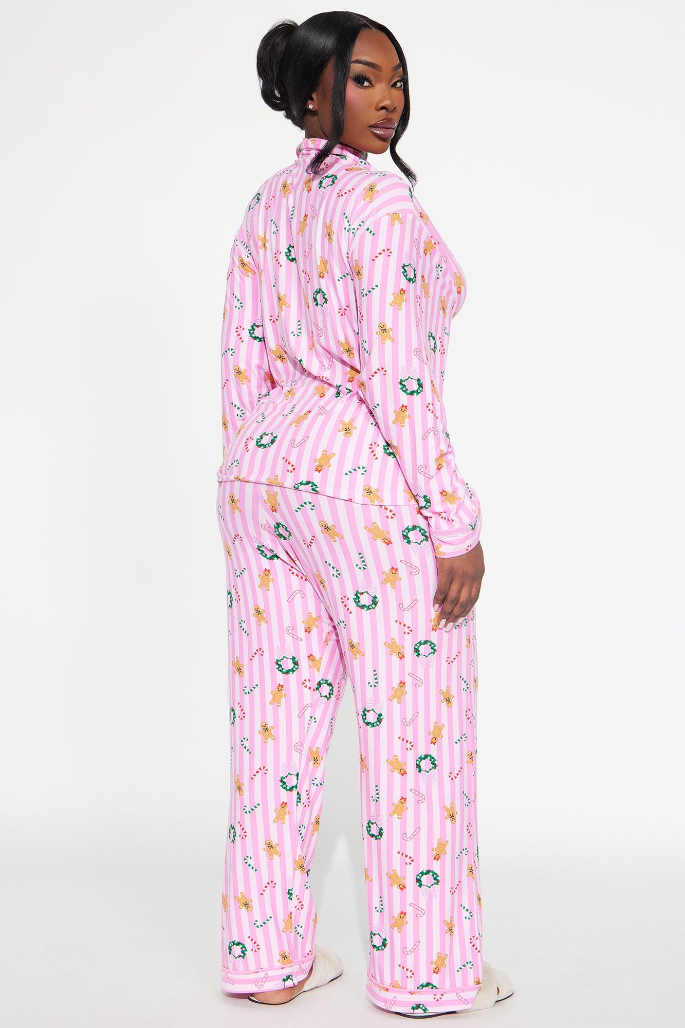 Sweets For Santa Long Sleeve PJ Pant Set - Pink/combo Female Product Image