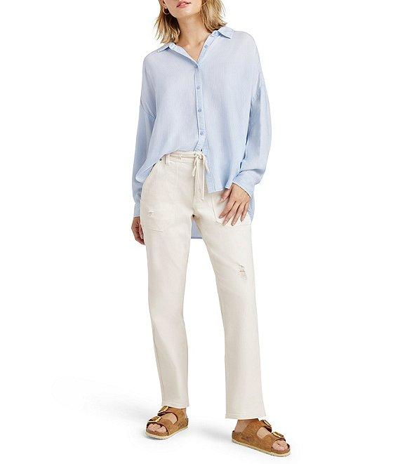 Splendid Ella Stripe Print Point Collar Long Sleeve Button Down Blouse Product Image