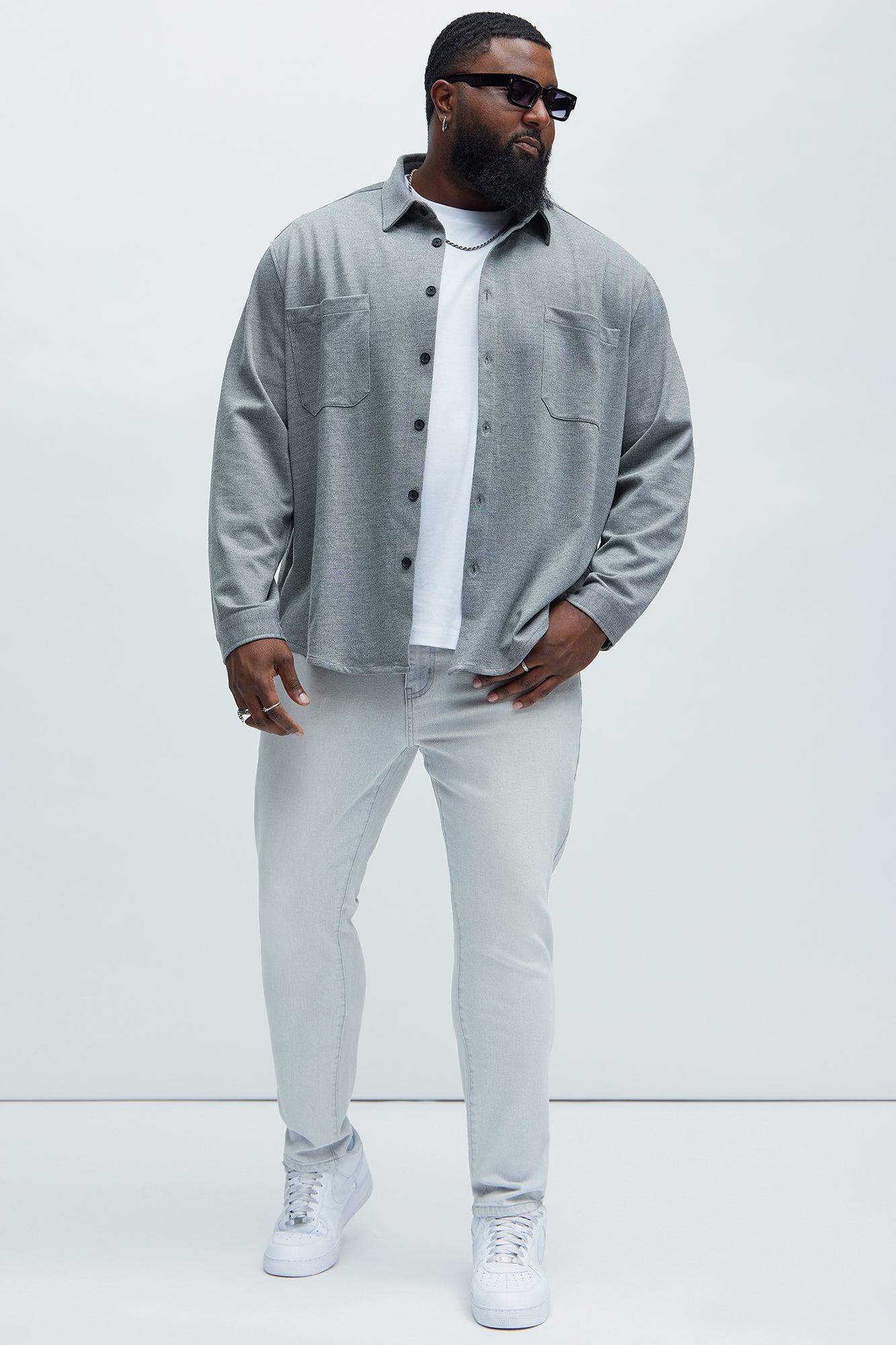 Langley Knit Button Up Shirt - Grey Product Image