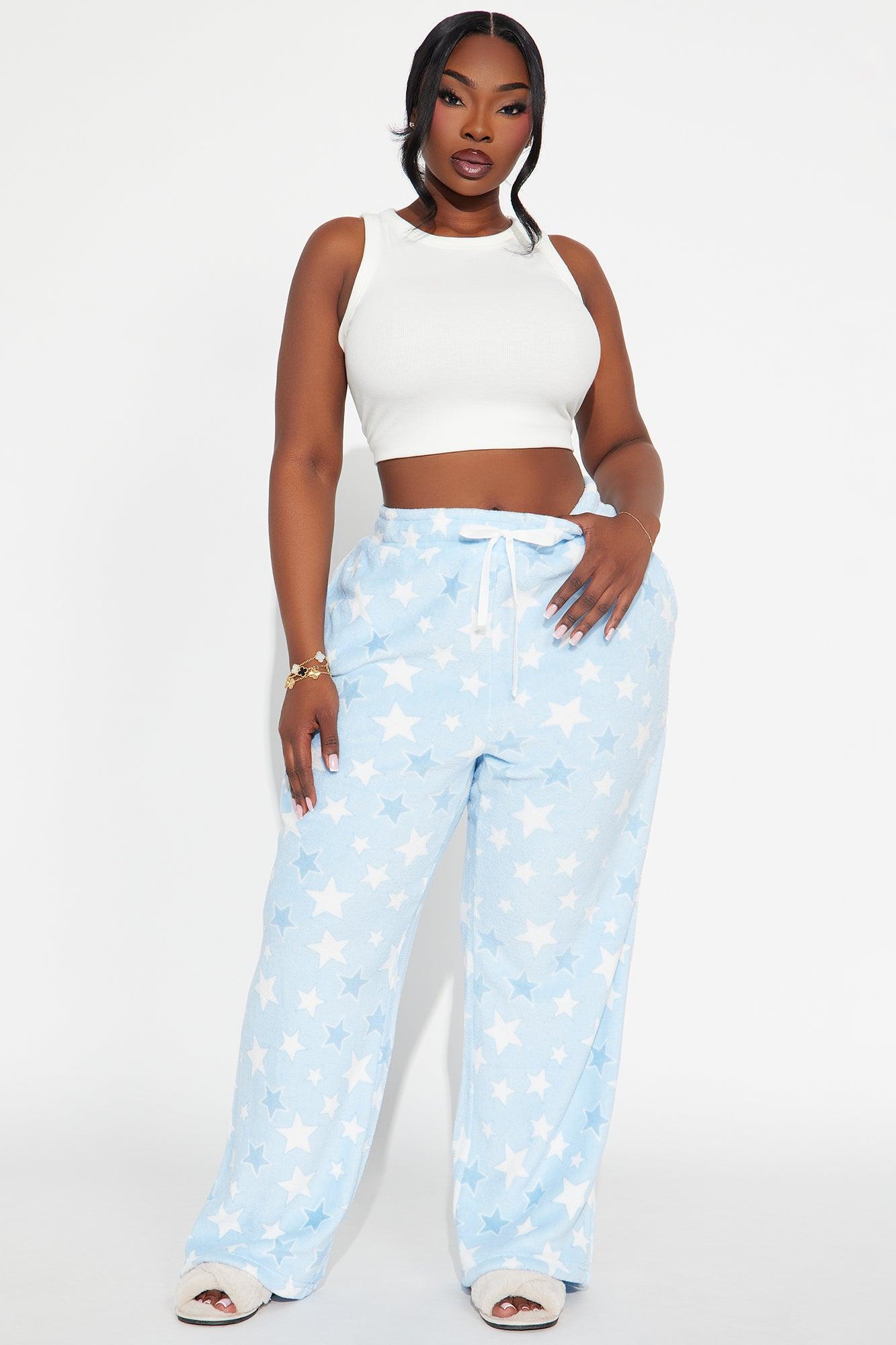 Lucky Star Plush PJ Pants - Light Blue Female Product Image