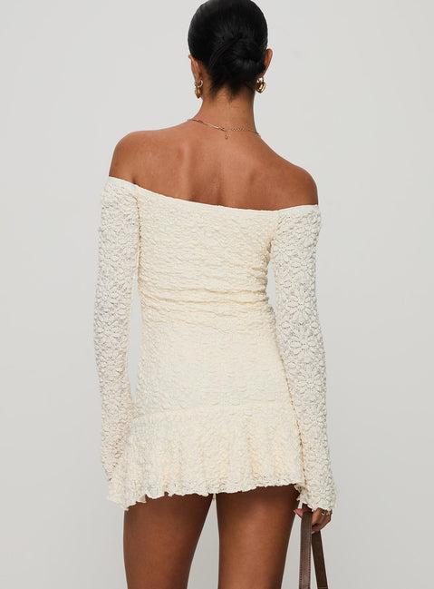Vancesca Long Sleeve Mini Dress Cream Product Image