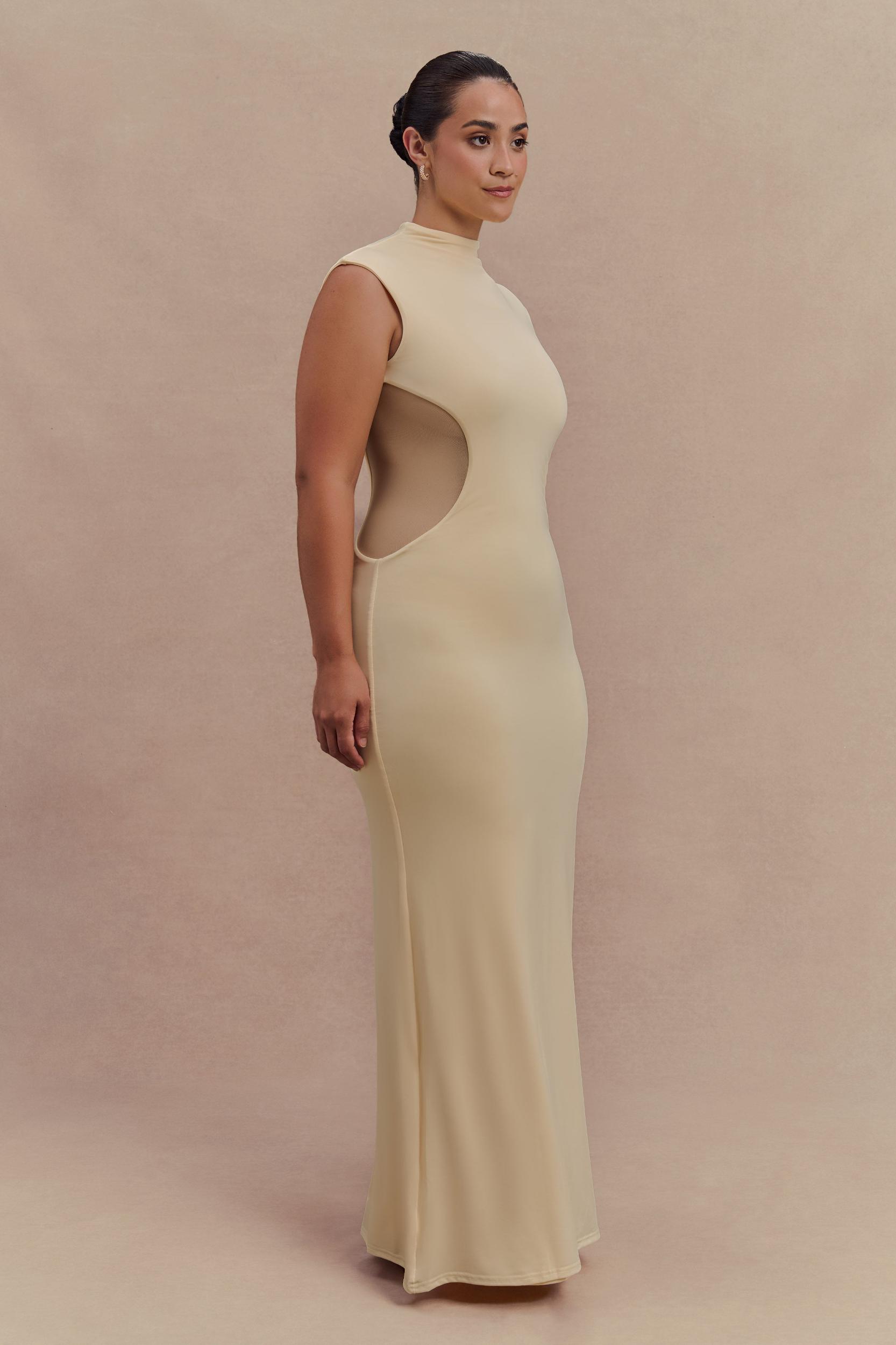 Massie Slinky And Mesh Maxi Dress - Lemon Product Image