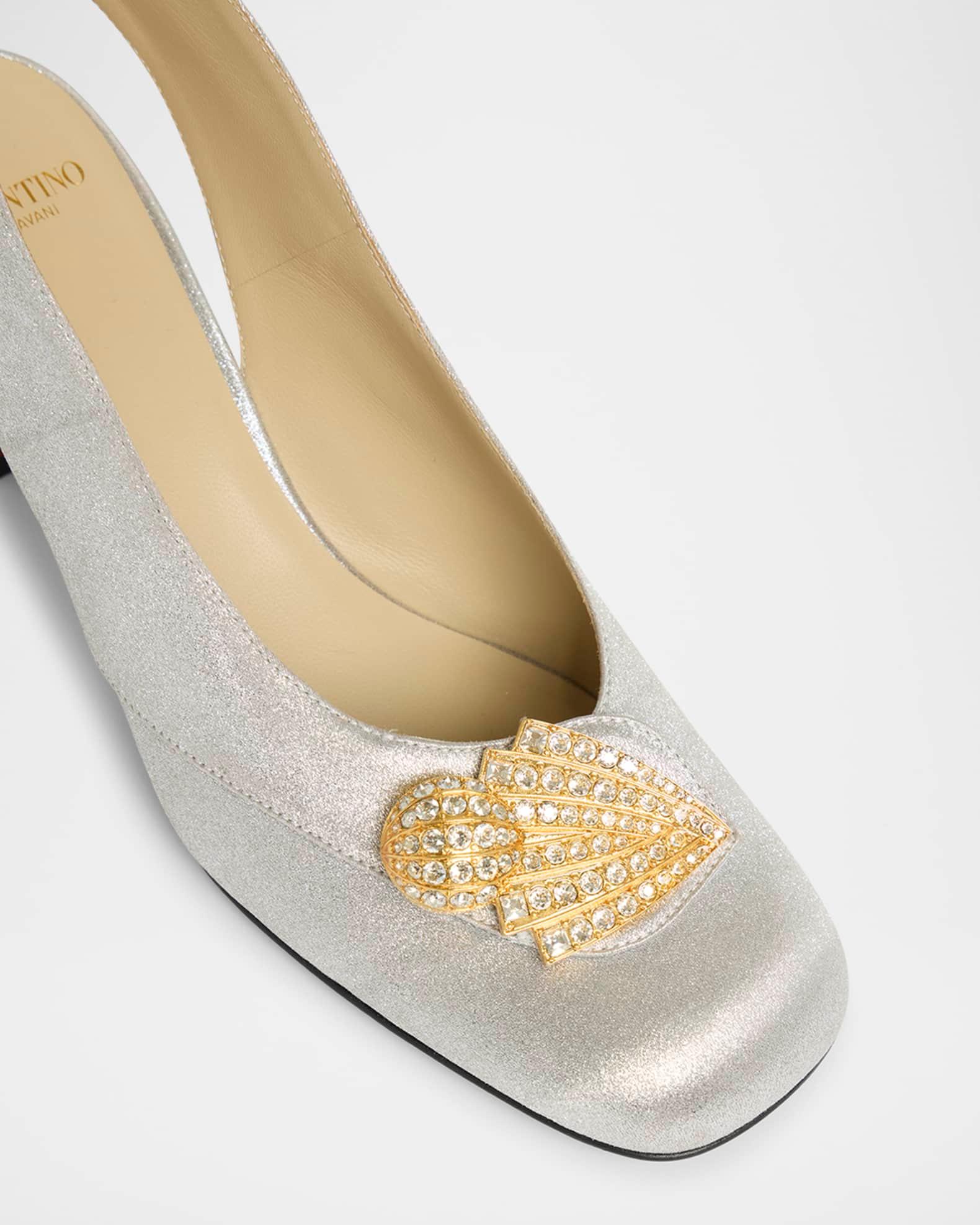 Adamantine Logo Leather Slingback Pumps Product Image