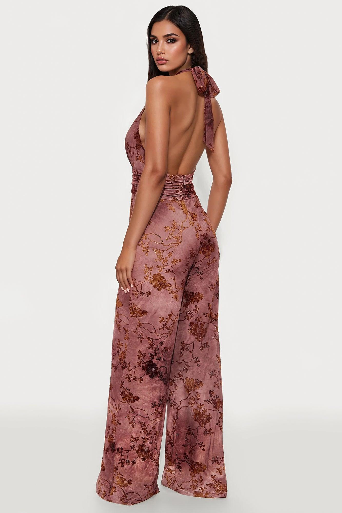 Nightfall Edit Jumpsuit - Burgundy Female Product Image