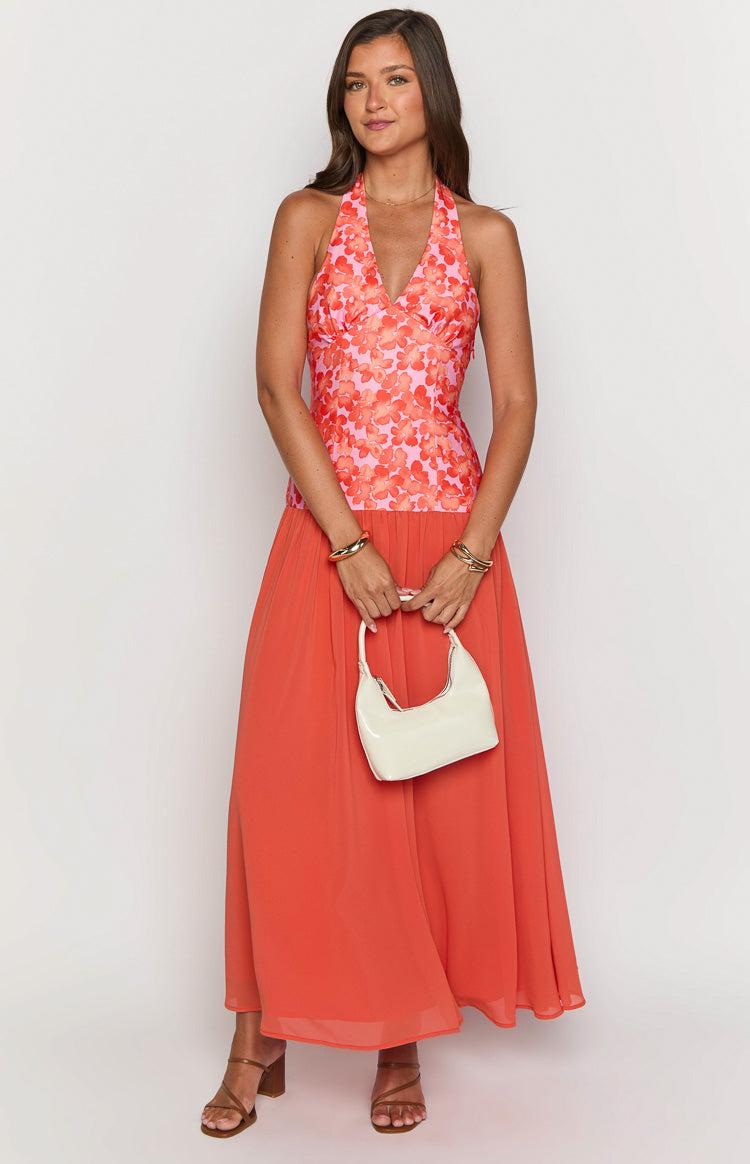 Roxanne Orange Floral Maxi Dress Product Image