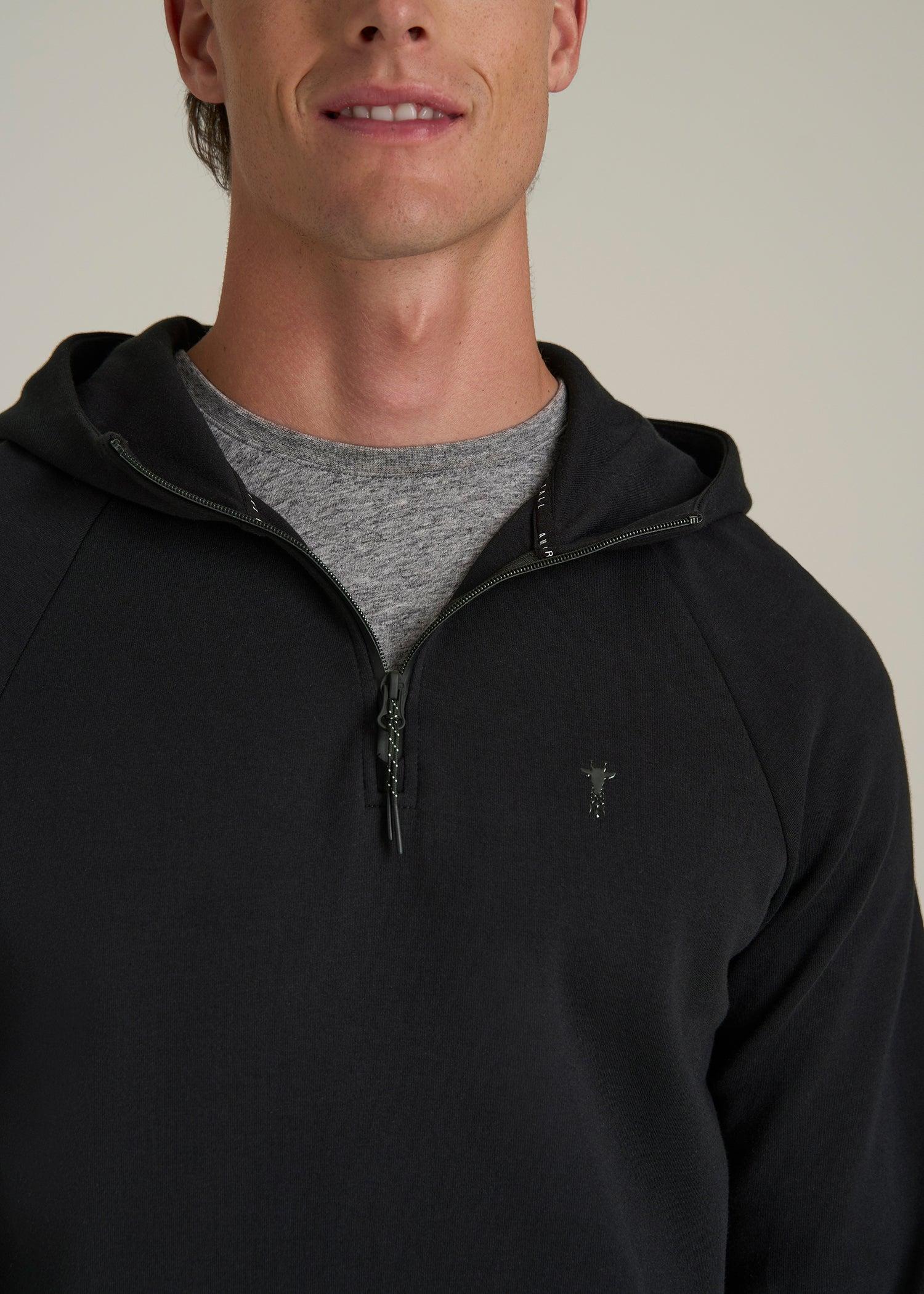 Tech Motion Fleece Hooded Popover for Tall Men in Black Male Product Image