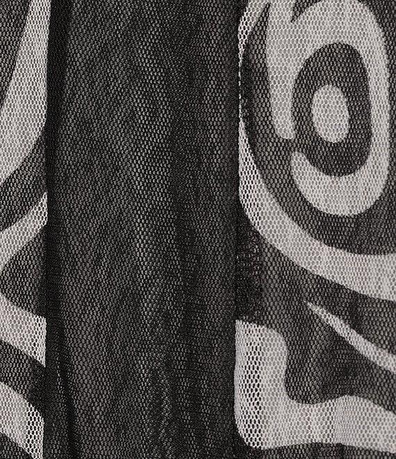 Ali Miles Printed Mesh Inset 3/4 Sleeve Open-Front Kimono Product Image
