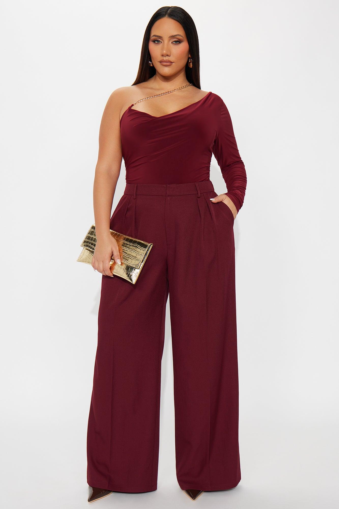 Nothing To Lose One Shoulder Bodysuit - Burgundy Female Product Image