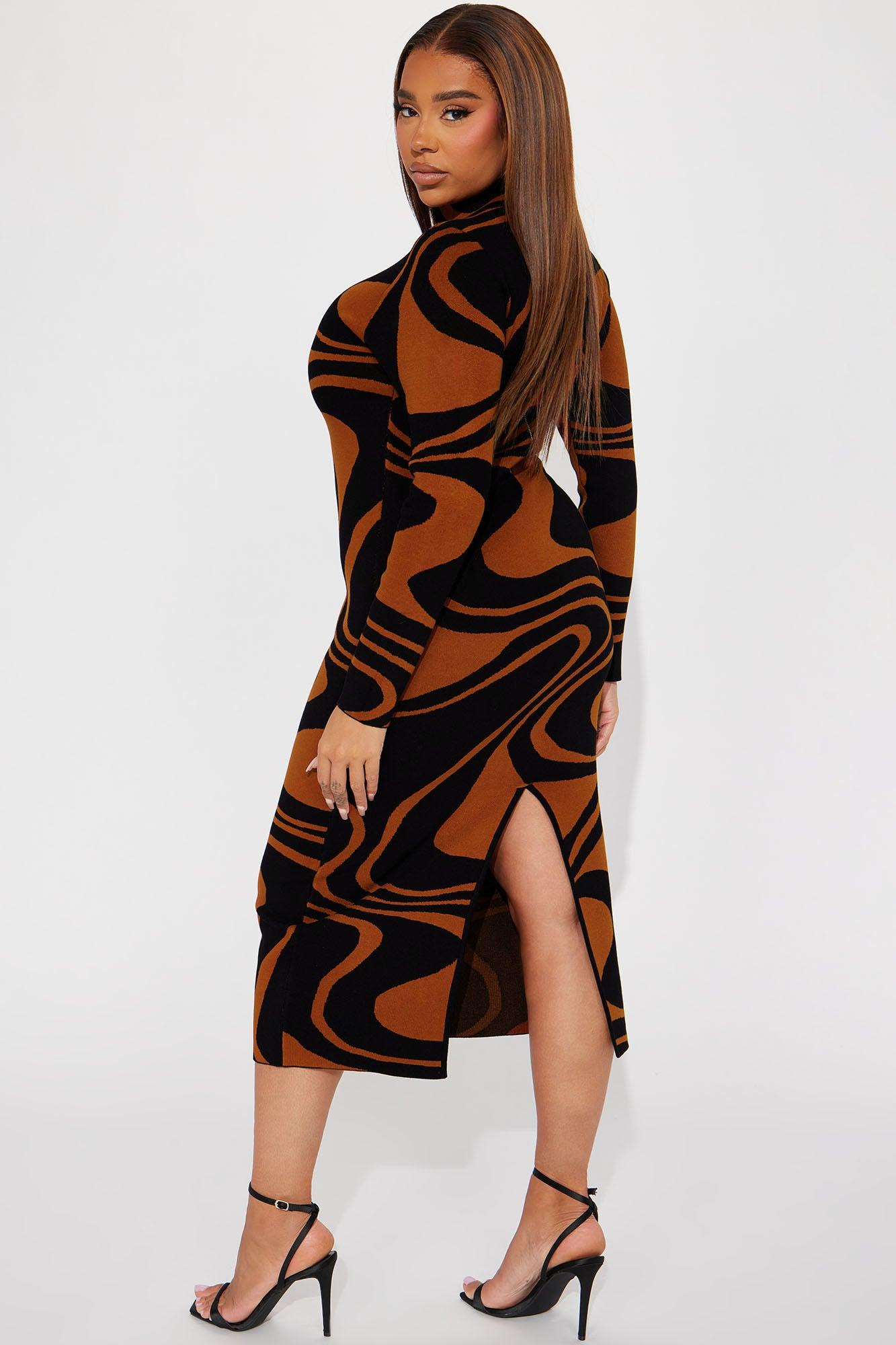 Azaria Sweater Midi Dress - Black/combo Female Product Image