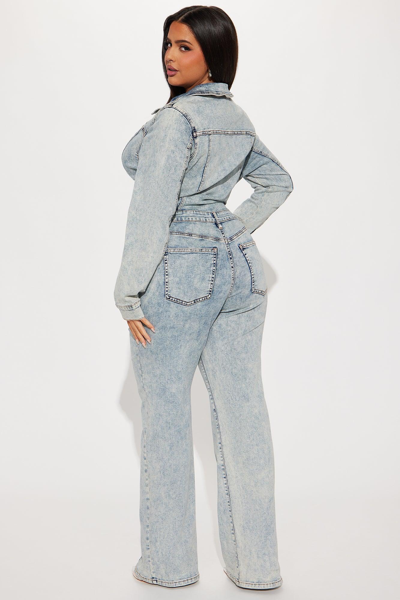 Concrete Jungle Denim Jumpsuit - Light Wash Product Image