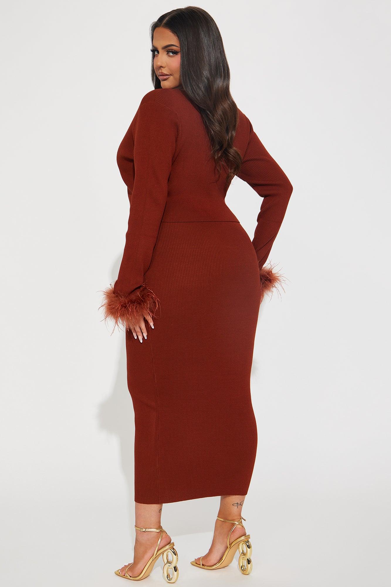 Dianne Sweater Midi Dress Set - Cognac Product Image