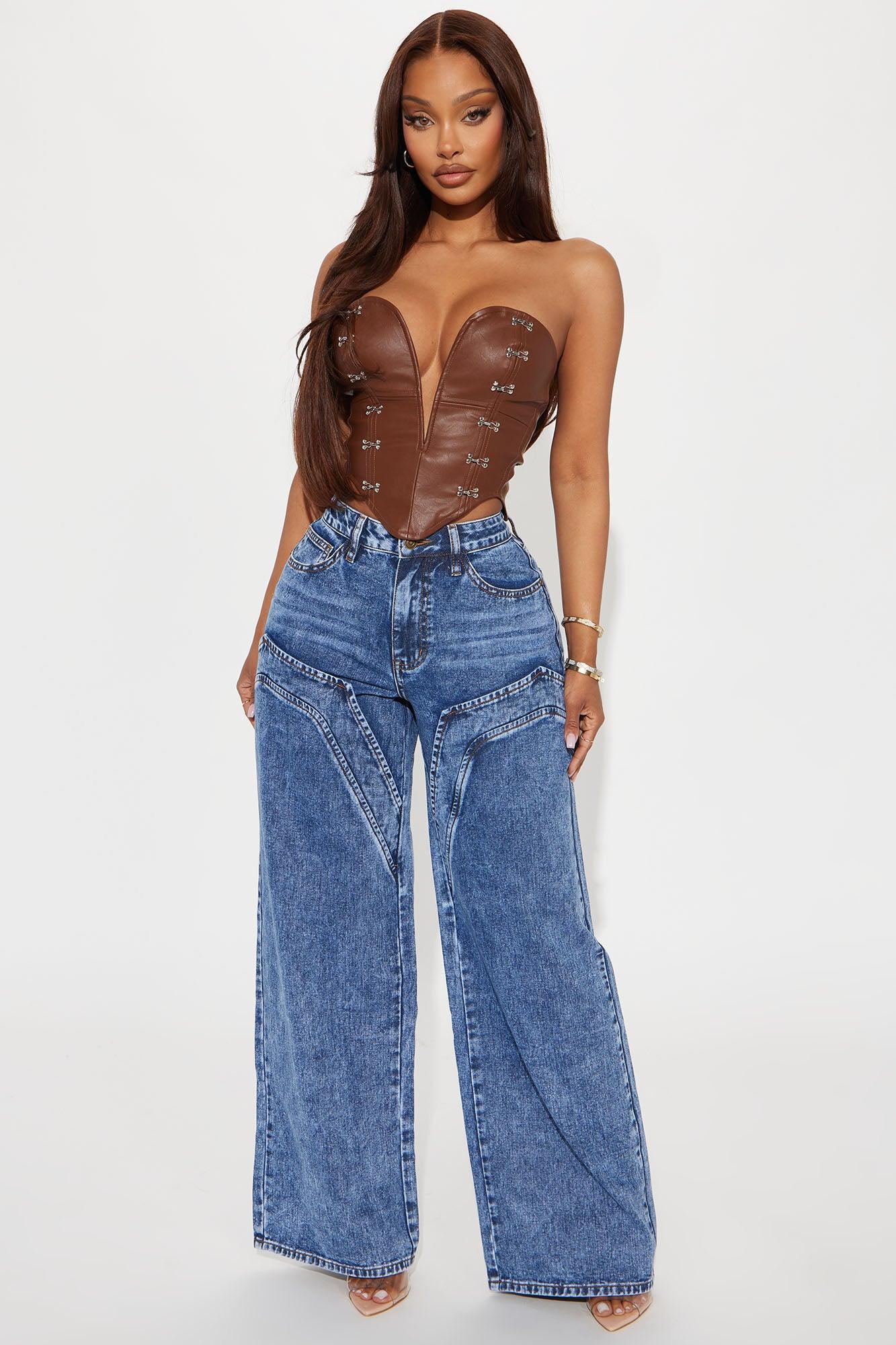 Rockstar Status Faux Leather Corset Top - Brown Product Image