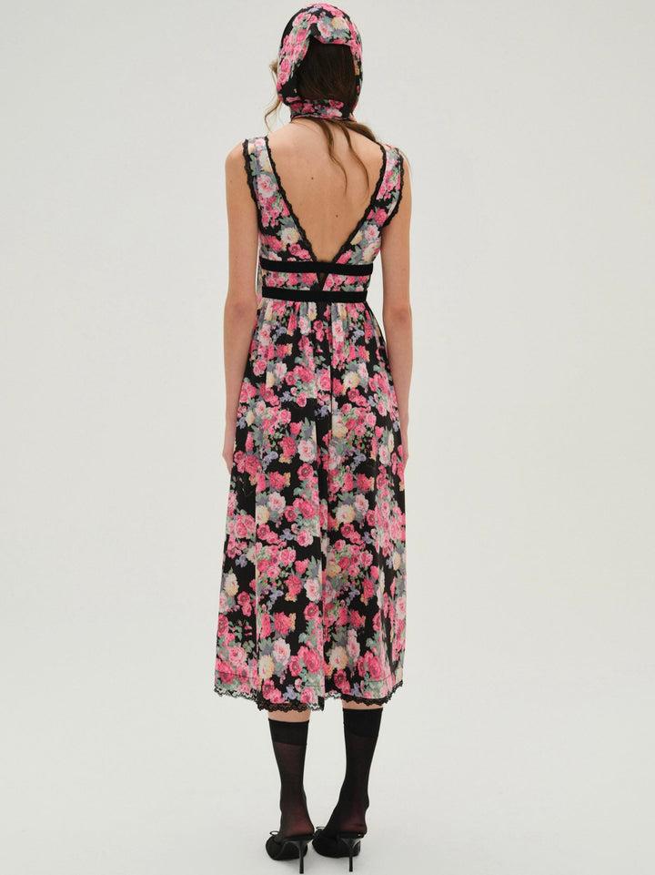 Mistletoe Bouquet Taffeta Midi Dress — Multi Product Image