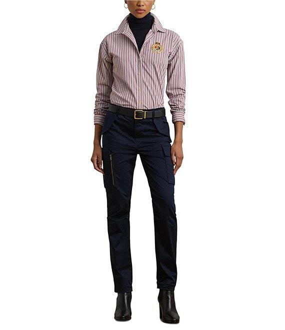 Lauren Ralph Lauren Cotton Sateen High-Rise Straight Leg Ankle Length Cargo Pant Product Image