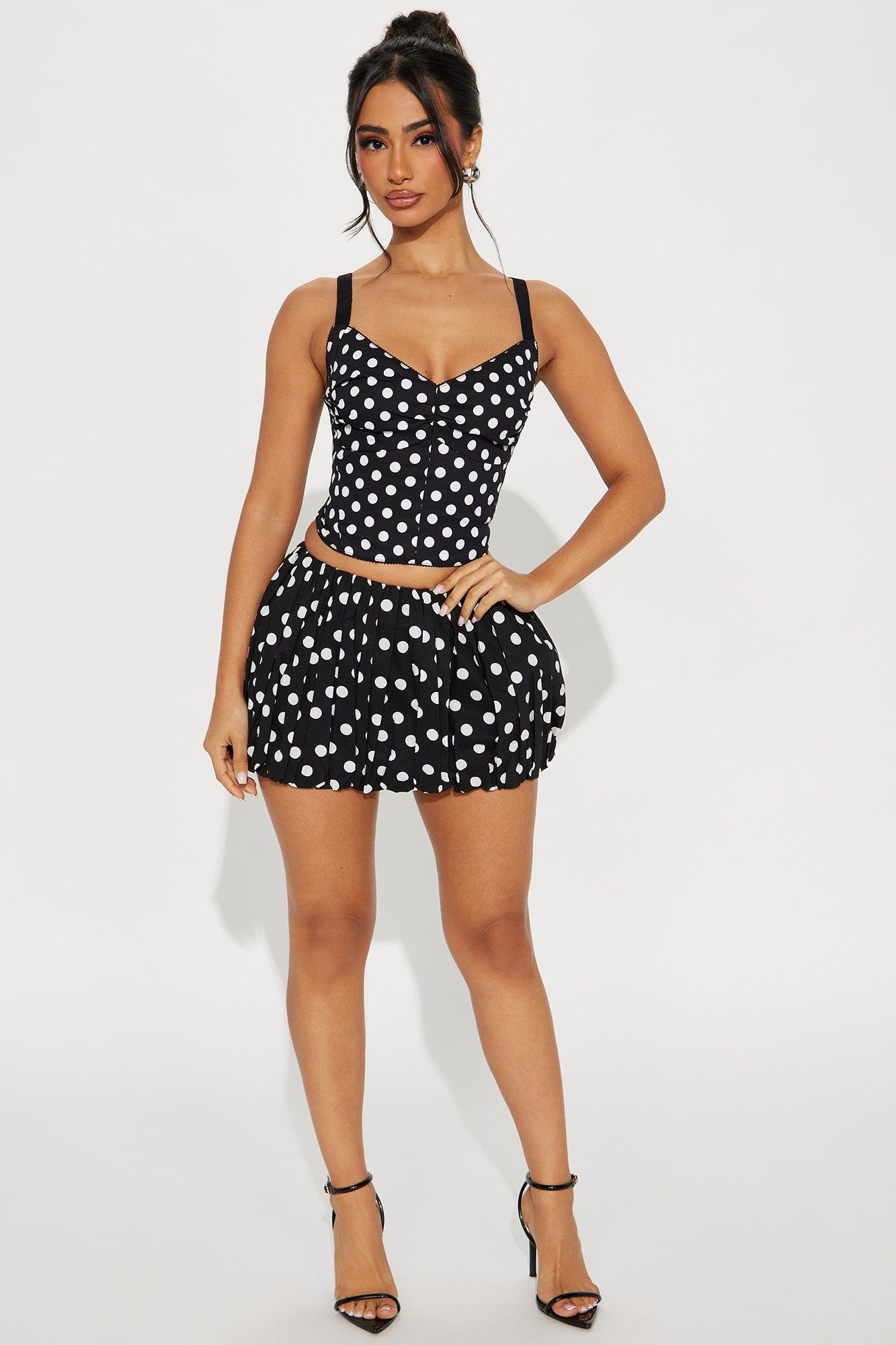 Polka Play Corset Top - Black/White Product Image