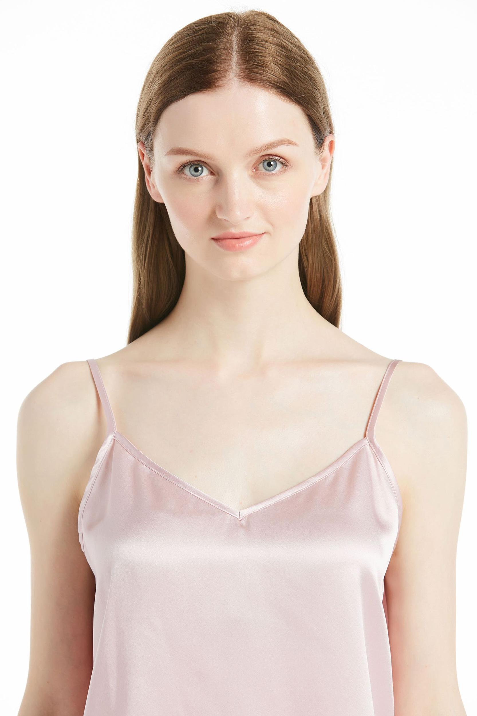  V Neck Front and Back Silk Camisole Product Image