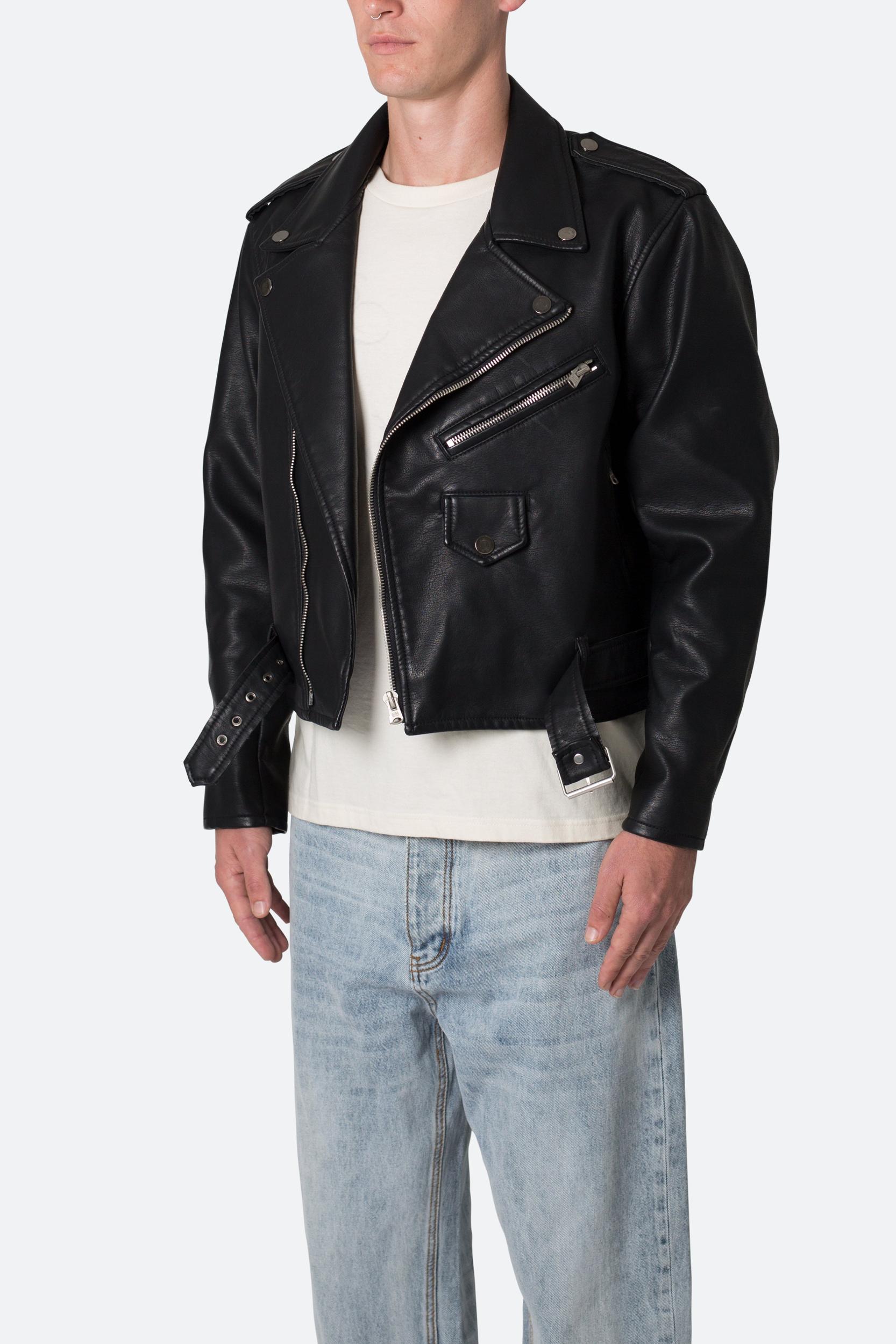 Leather Moto Jacket - Black Product Image