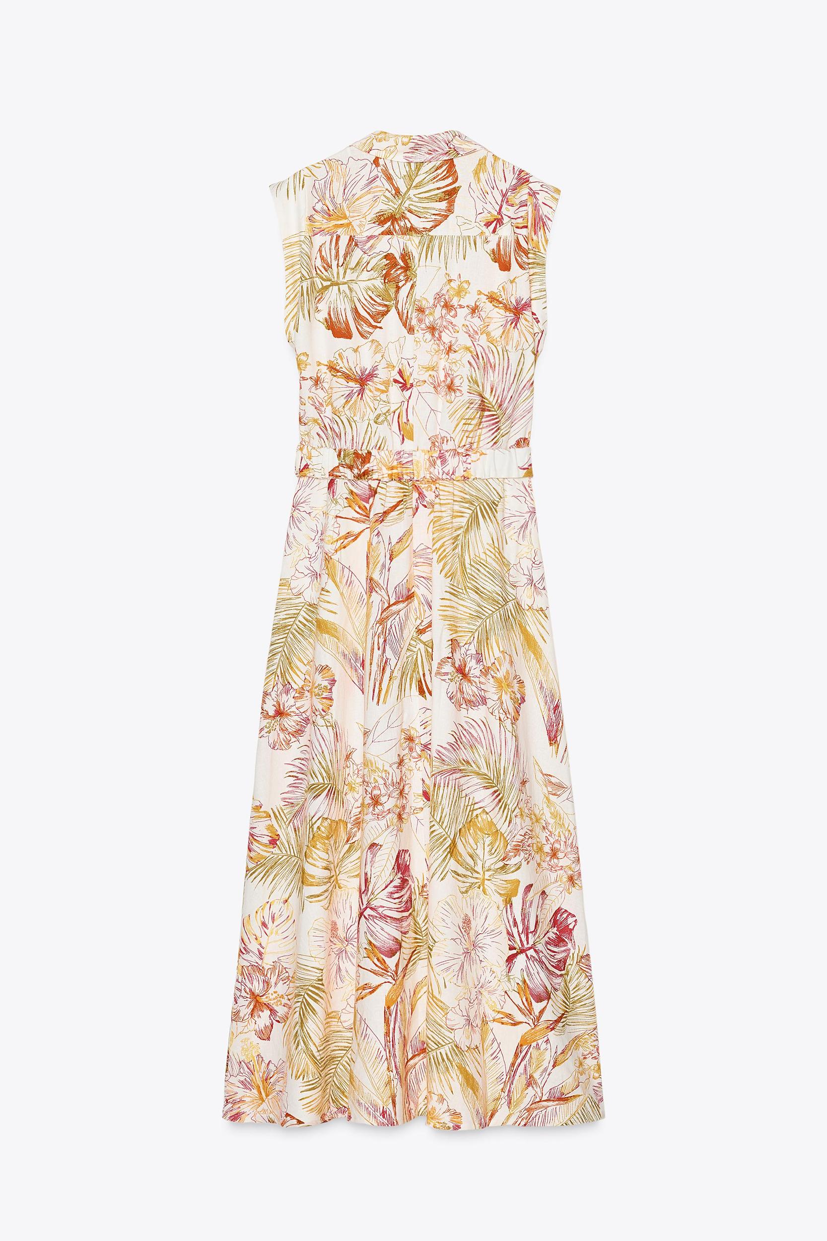 PRINTED LINEN MIDI DRESS Product Image