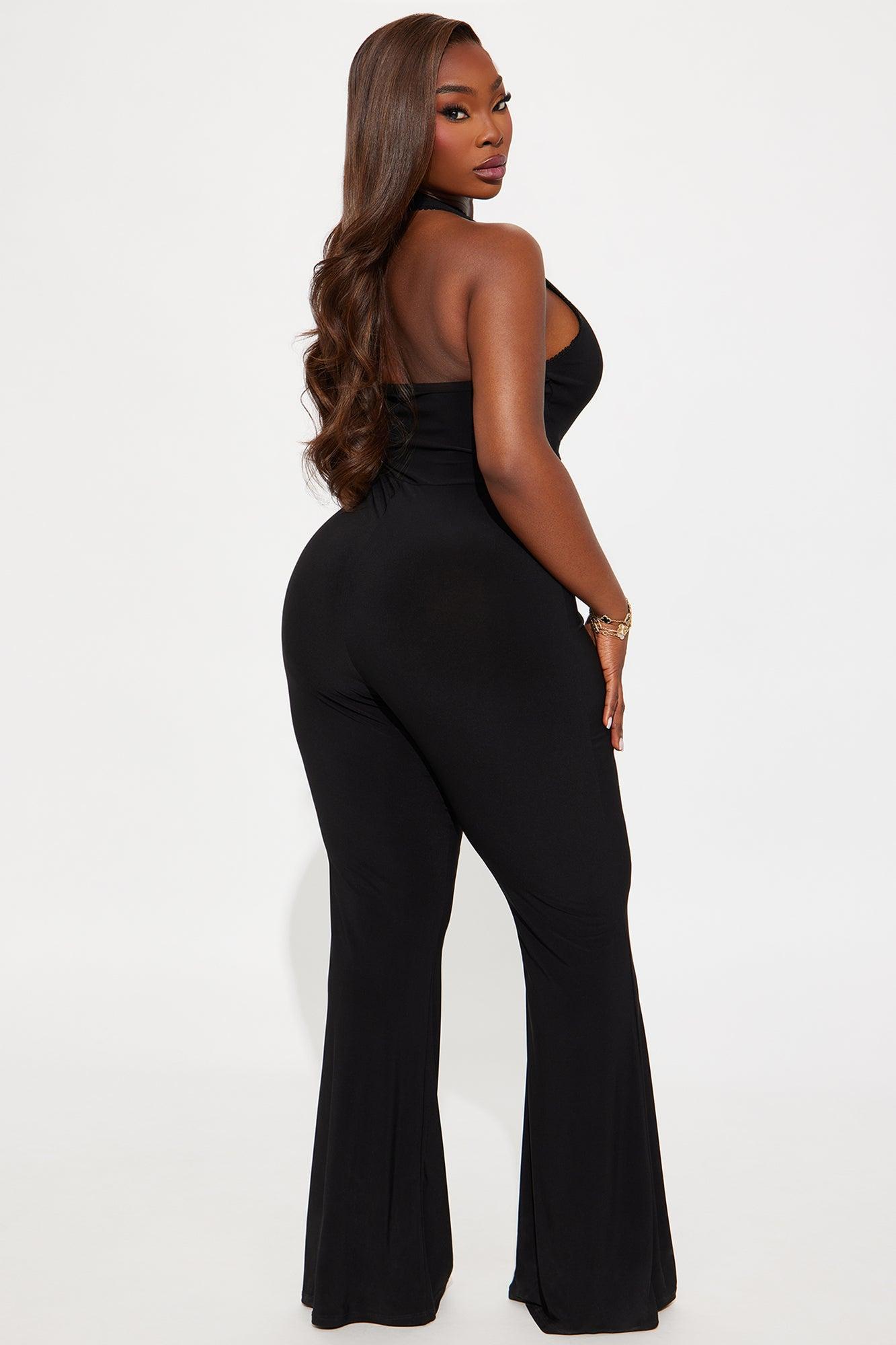 Ruth Halter Flare Leg Jumpsuit - Black Female Product Image
