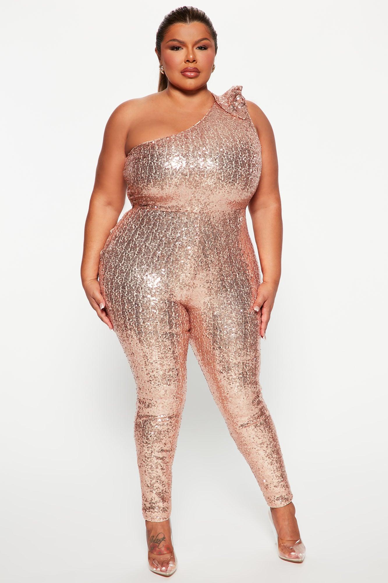 Born To Shine Sequin Jumpsuit - Rose Gold Product Image