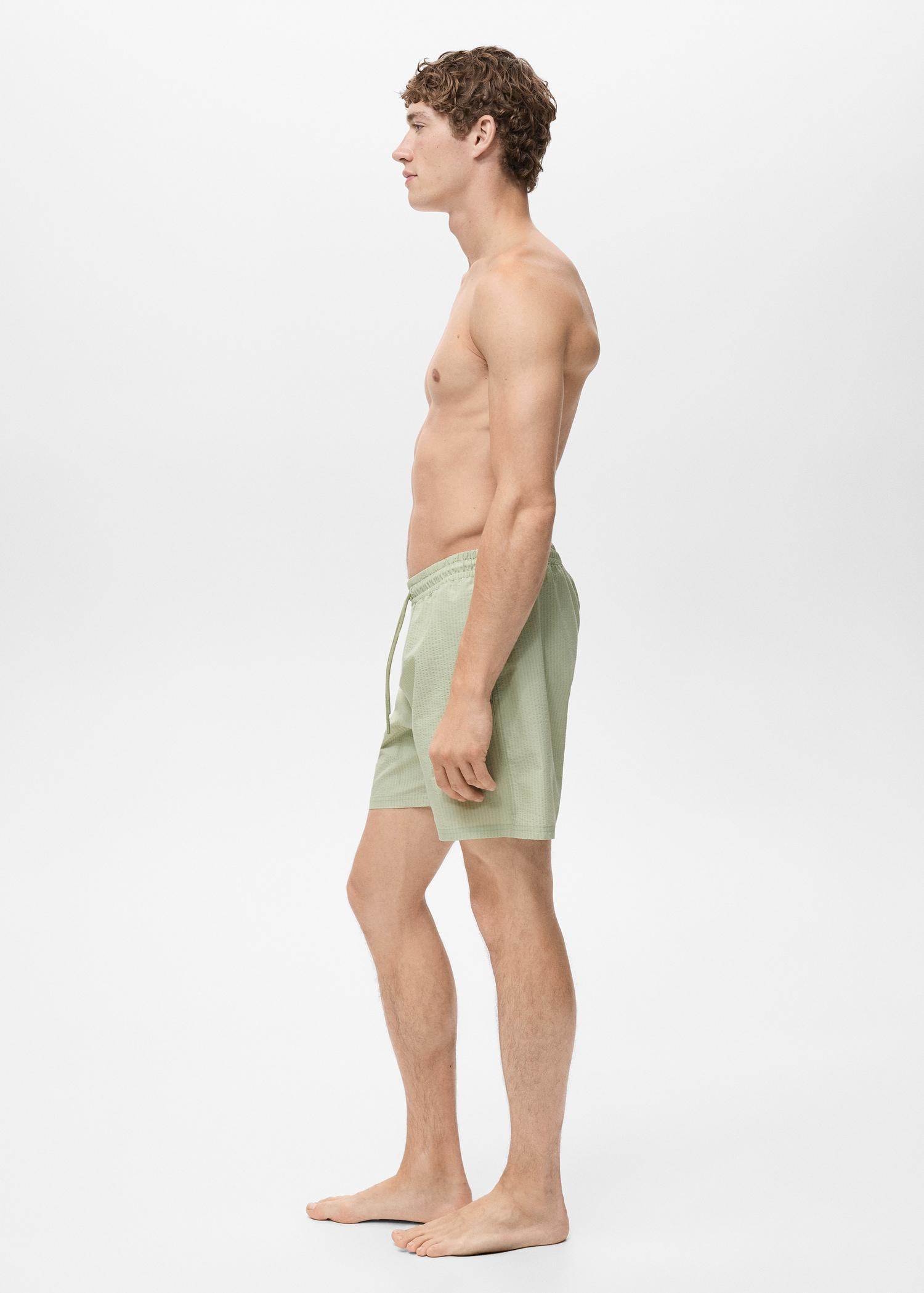 Seersucker swimming trunks - Men | MANGO USA Product Image