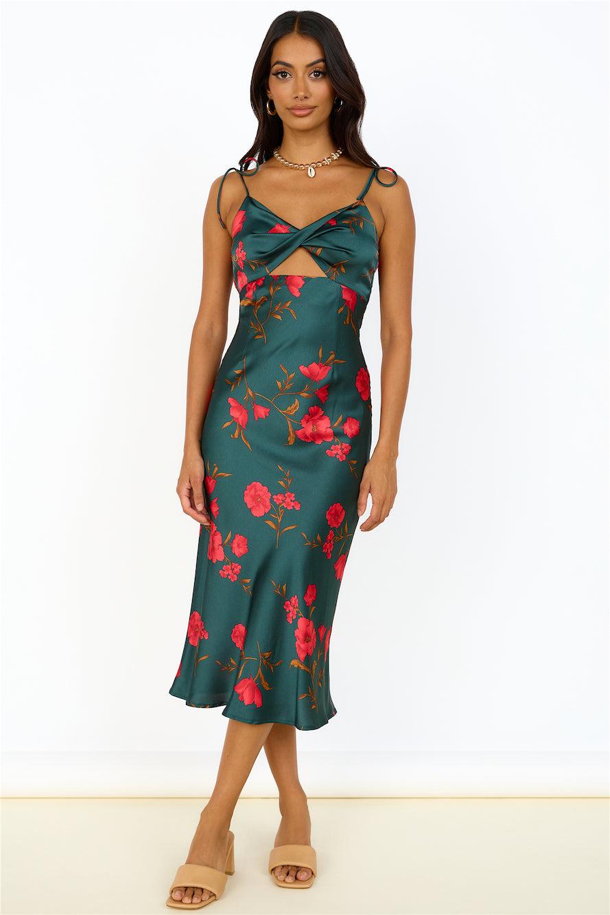 HELLO MOLLY Fool Me Once Midi Dress Teal Product Image