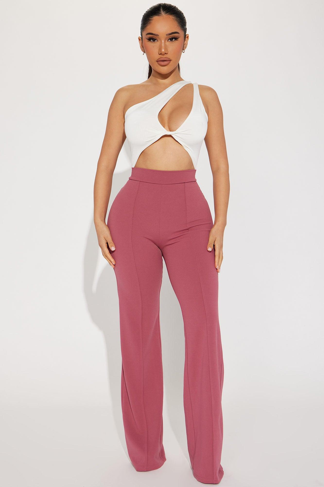 Victoria High Waisted Dress Pants - Mauve Product Image